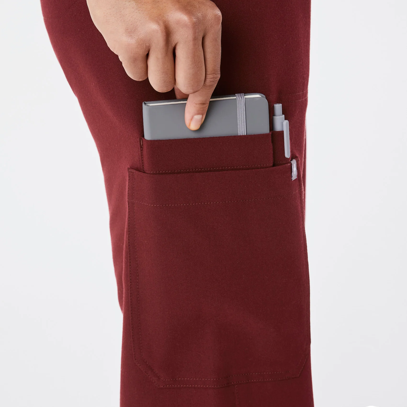 women's Burgundy High Waisted Isabel Wide Leg - Petite Scrub Pant - Image 7