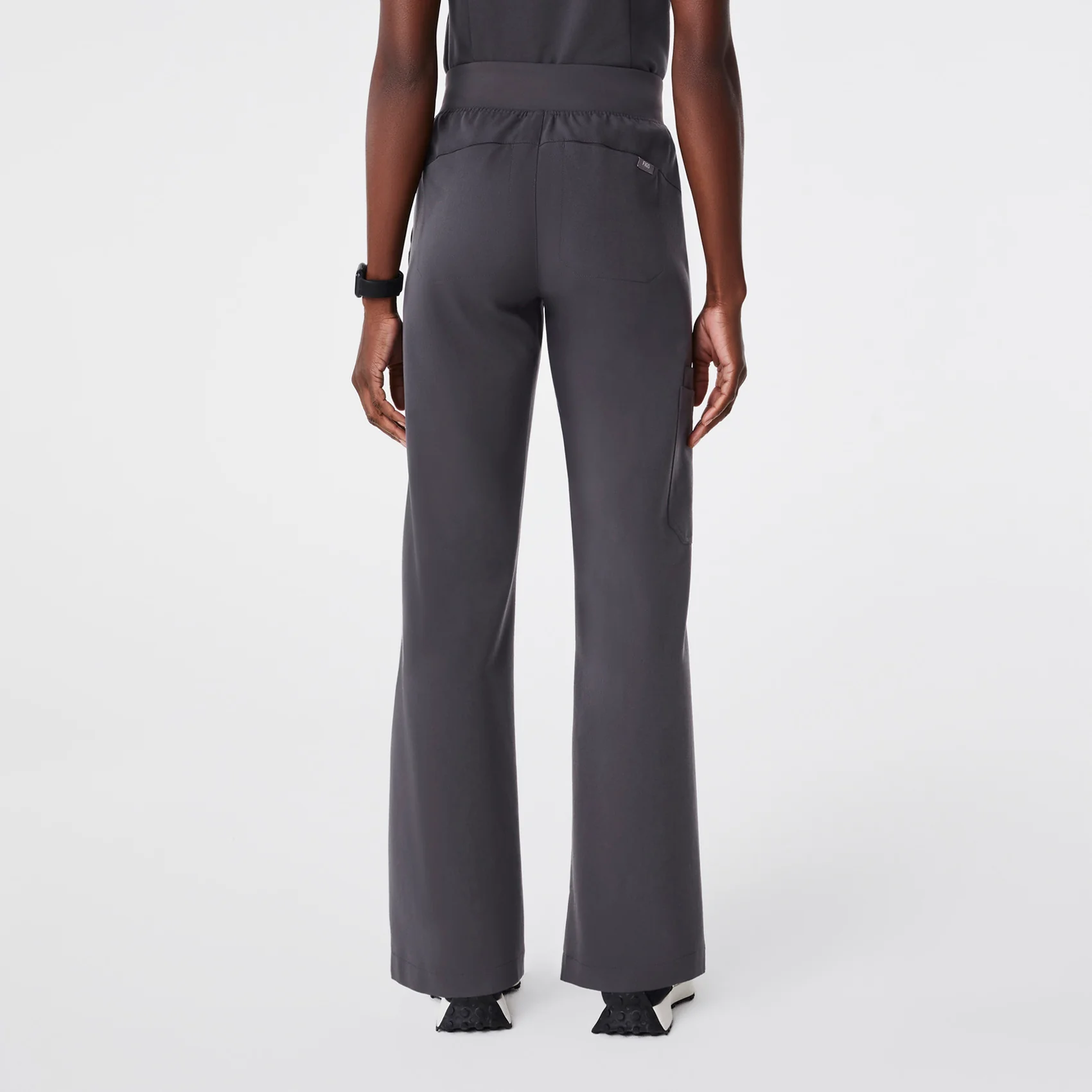 women's Charcoal High Waisted Isabel Wide Leg - Petite Scrub Pant - Image 4