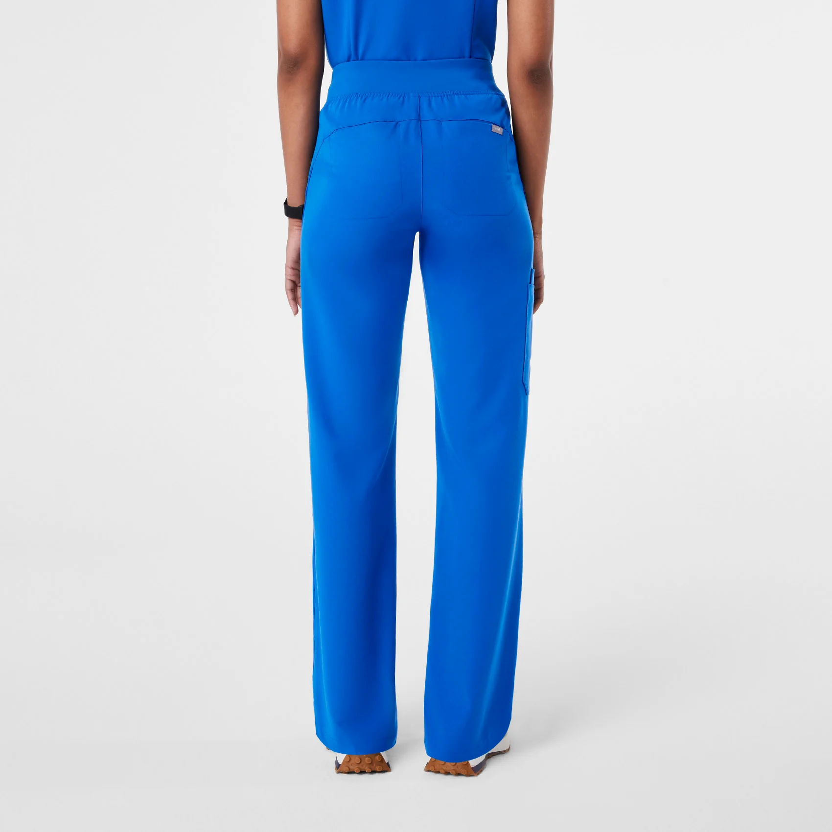 women's Royal Blue High Waisted Isabel Wide Leg - Petite Scrub Pant - Image 4