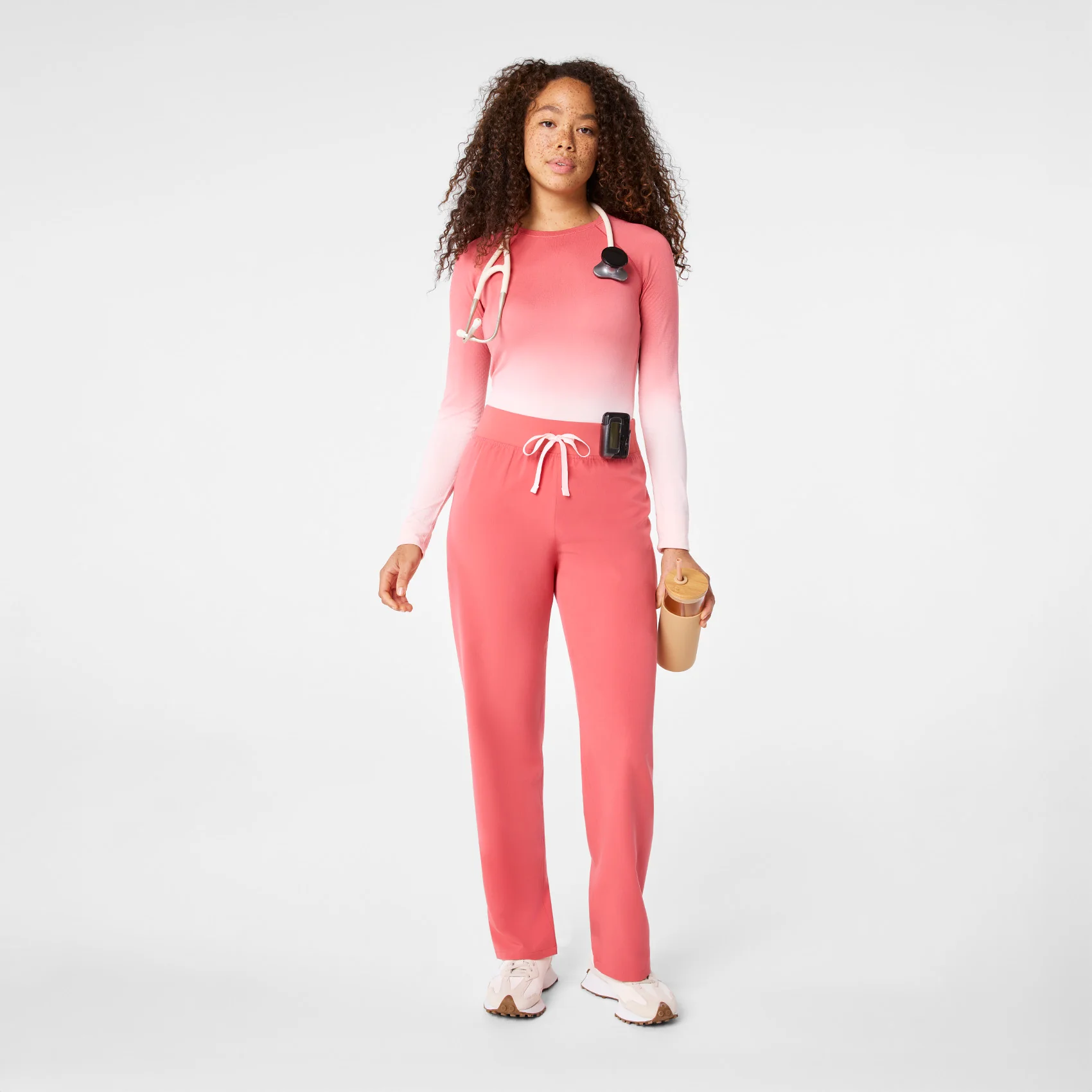 women's Pulmonary Pink High Waisted Livingston - Tall Basic Scrub Pant™ - Image 2