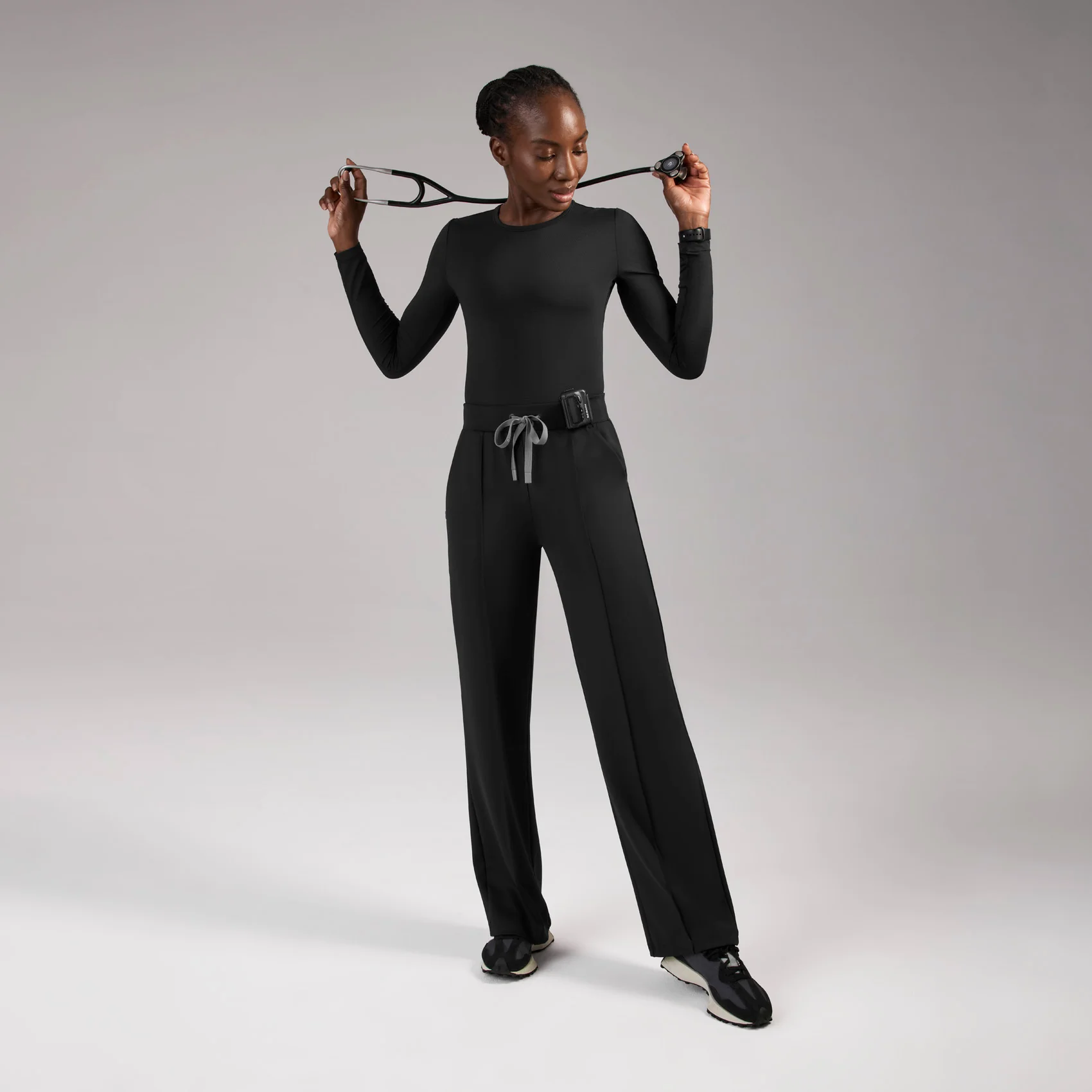 women's Black High Waisted Piedra FORMx™ Straight Leg - Scrub Pant - Image 2