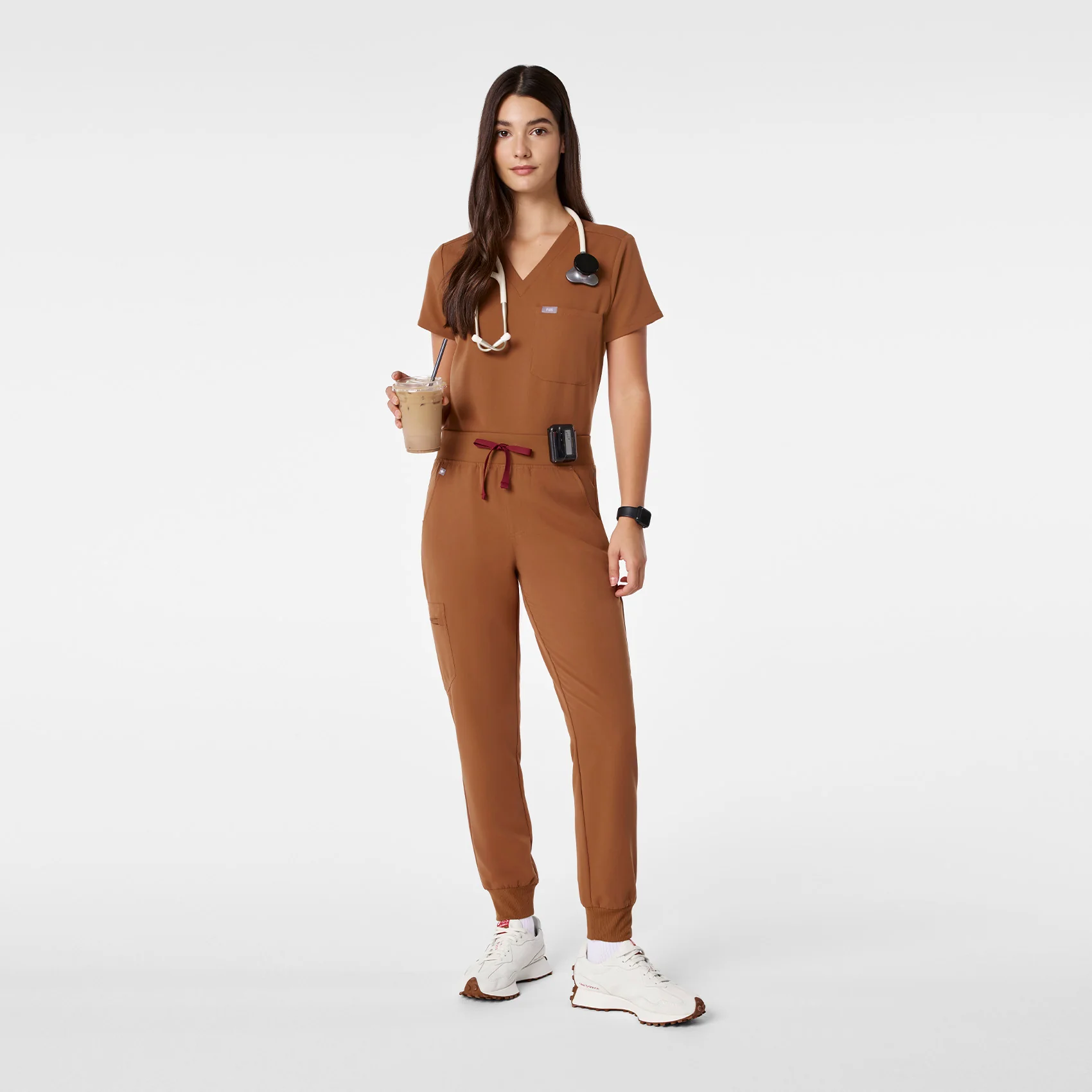 women's Mocha High Waisted Zamora - Petite Jogger Scrub Pant™ - Image 2