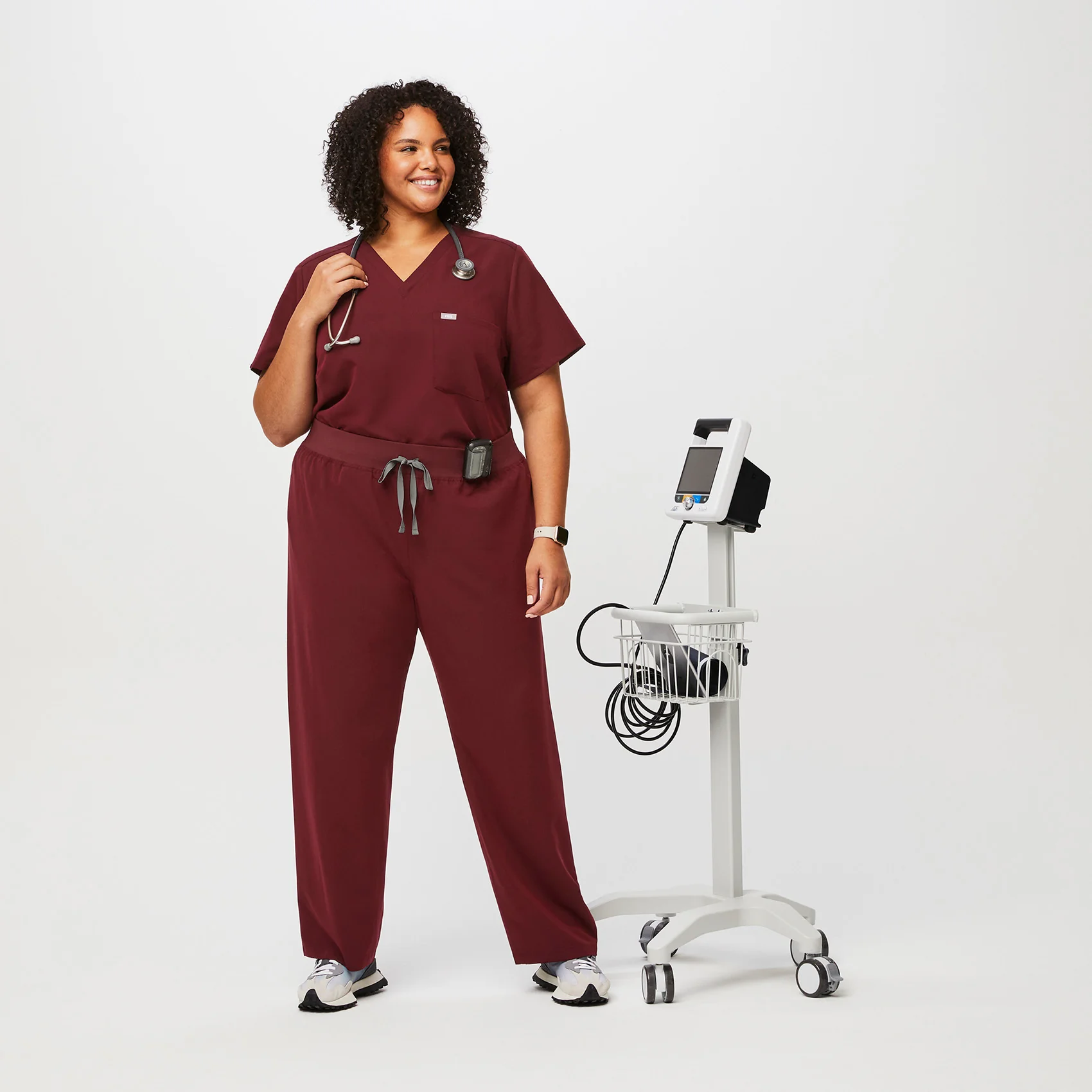 women's Burgundy High Waisted Livingston™ - Petite Basic Scrub Pants (3XL - 6XL) - Image 2