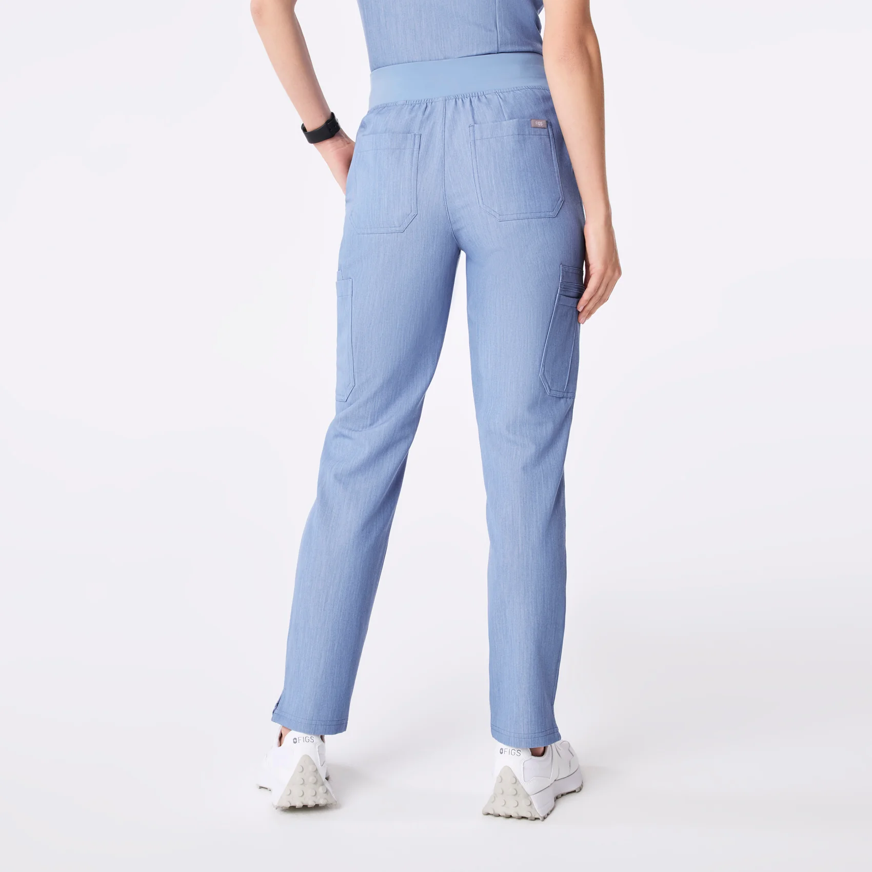 women's Heather Indigo High Waisted Yola - Petite Skinny Scrub Pant™ - Image 4