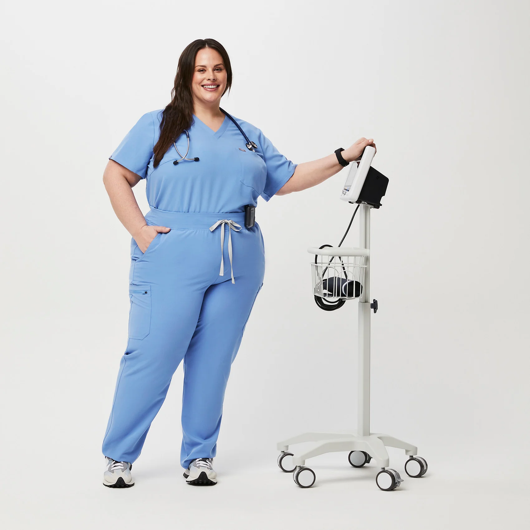 women's Ceil Blue High Waisted Yola™ - Petite Skinny Scrub Pants (3XL - 6XL) - Image 2