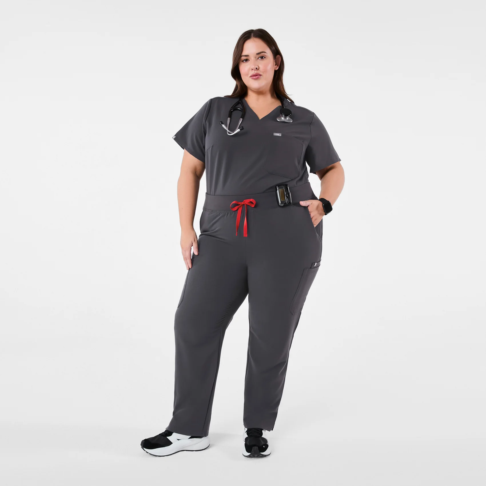 women's Charcoal High Waisted Yola™ - Petite Skinny Scrub Pants (3XL - 6XL) - Image 2