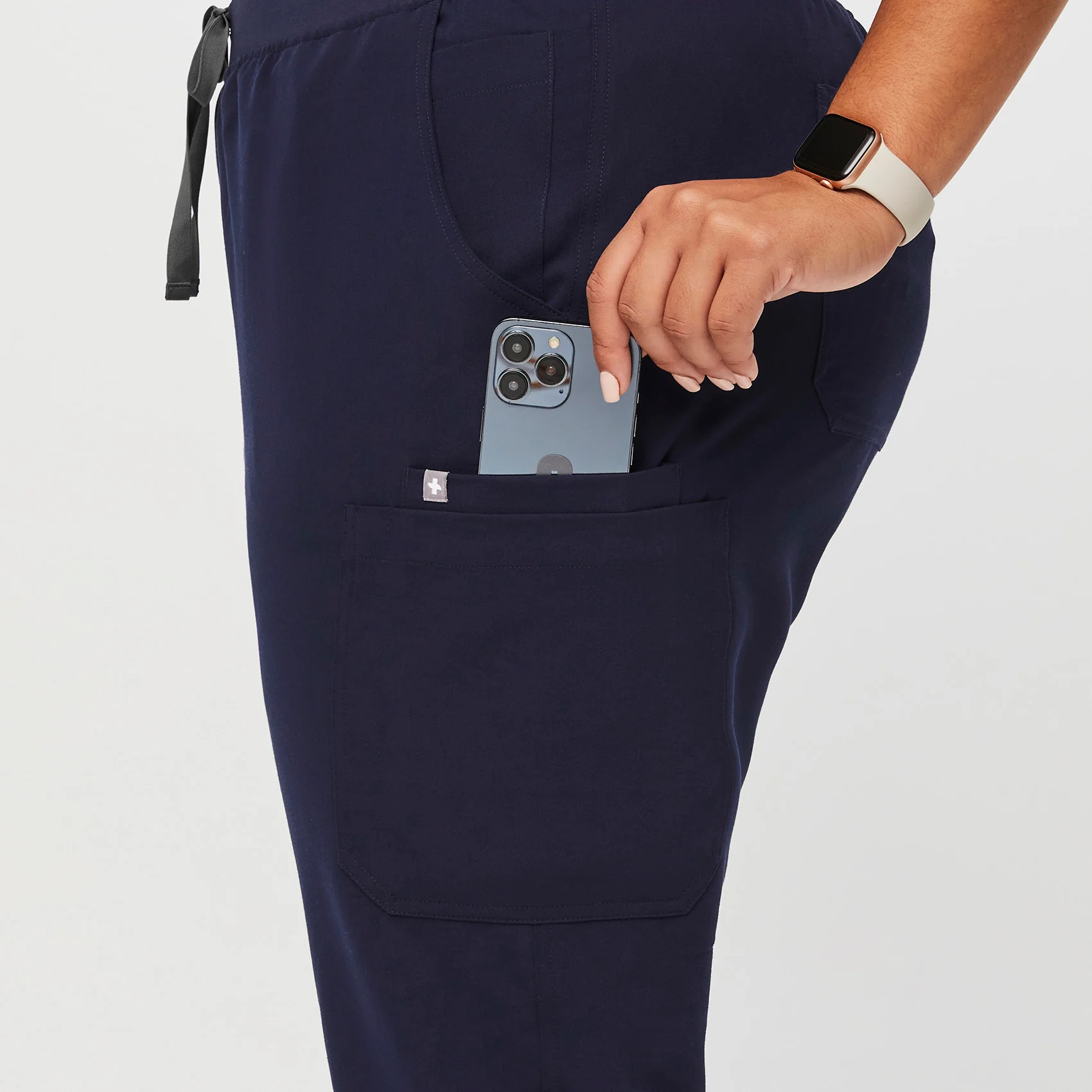 women's Navy High Waisted Yola™ - Petite Skinny Scrub Pants (3XL - 6XL) - Image 6