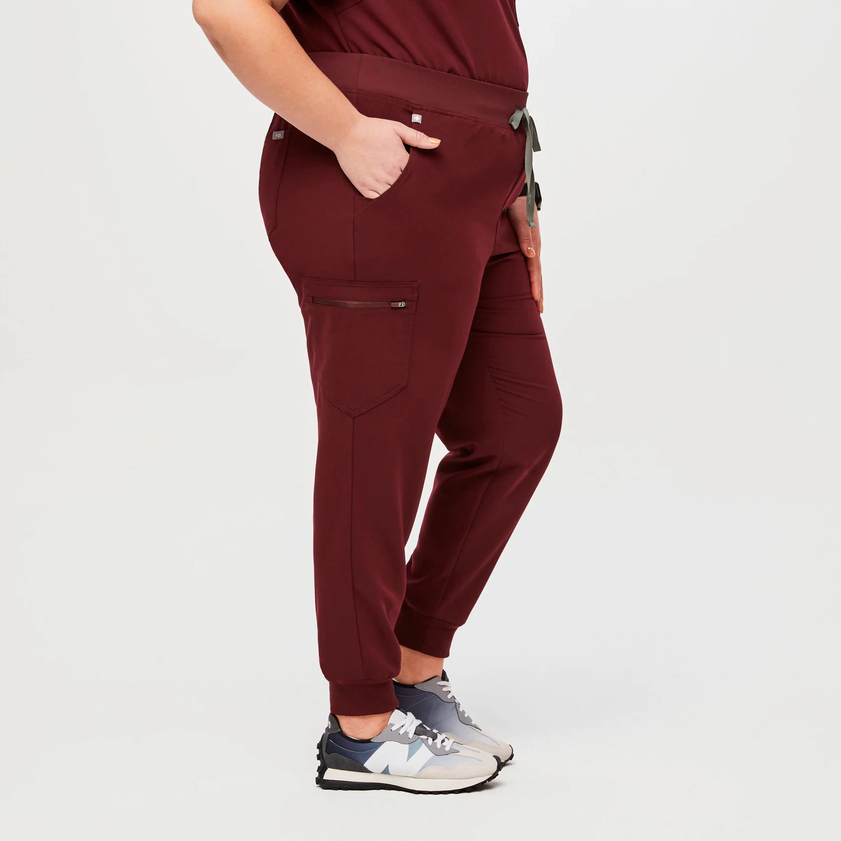 women's Burgundy High Waisted Zamora™ - Tall Jogger Scrub Pants (3XL - 6XL) - Image 3