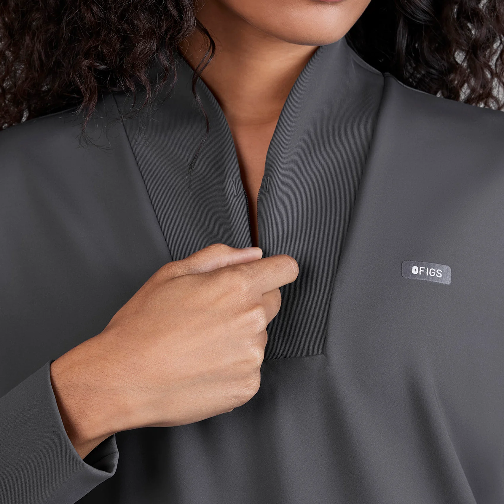 women's Charcoal Kenora FORMx - Mock Neck Longsleeve Scrub Top - Image 6