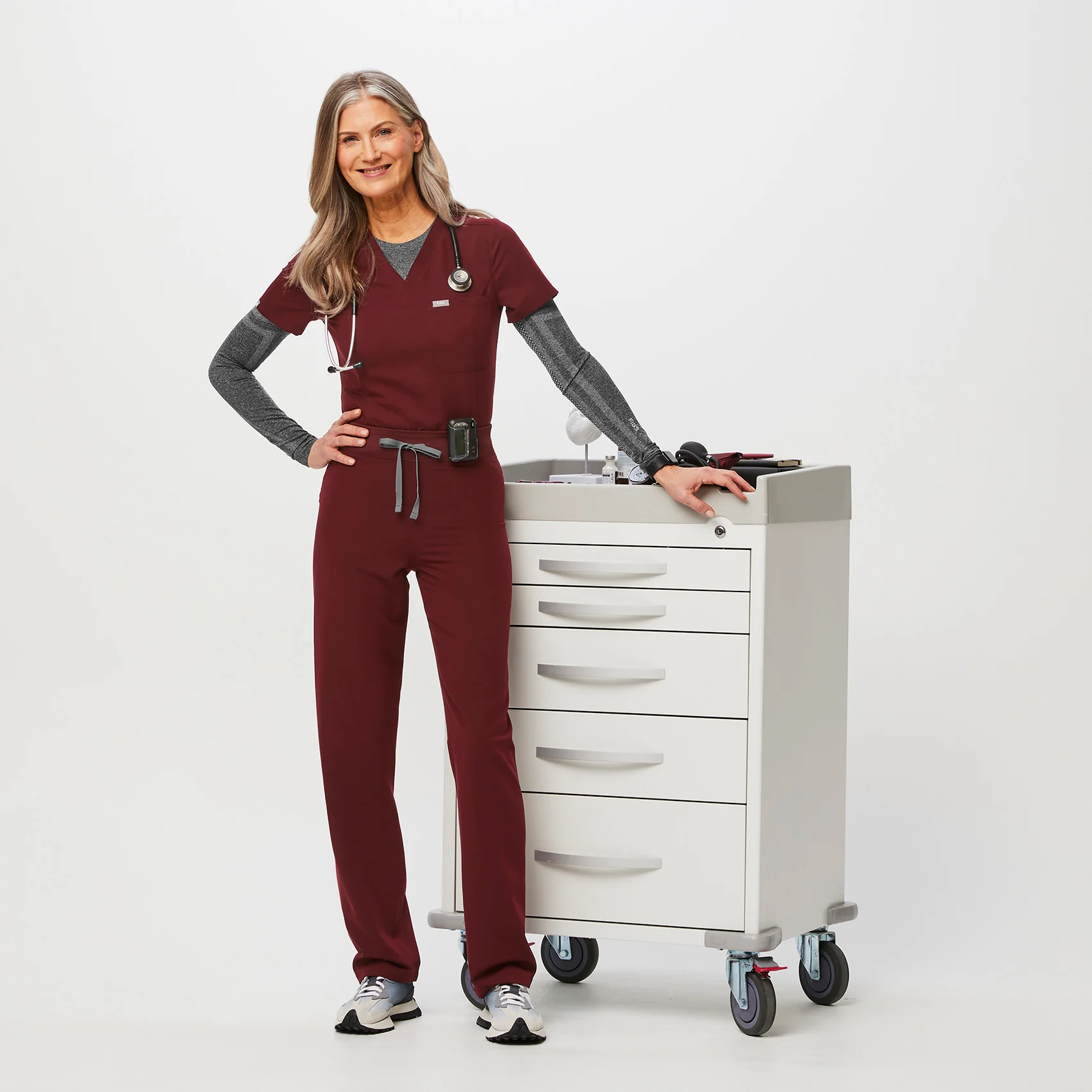 women's Burgundy Livingston™ High Waisted - Tall Basic Scrub Pants - Image 2