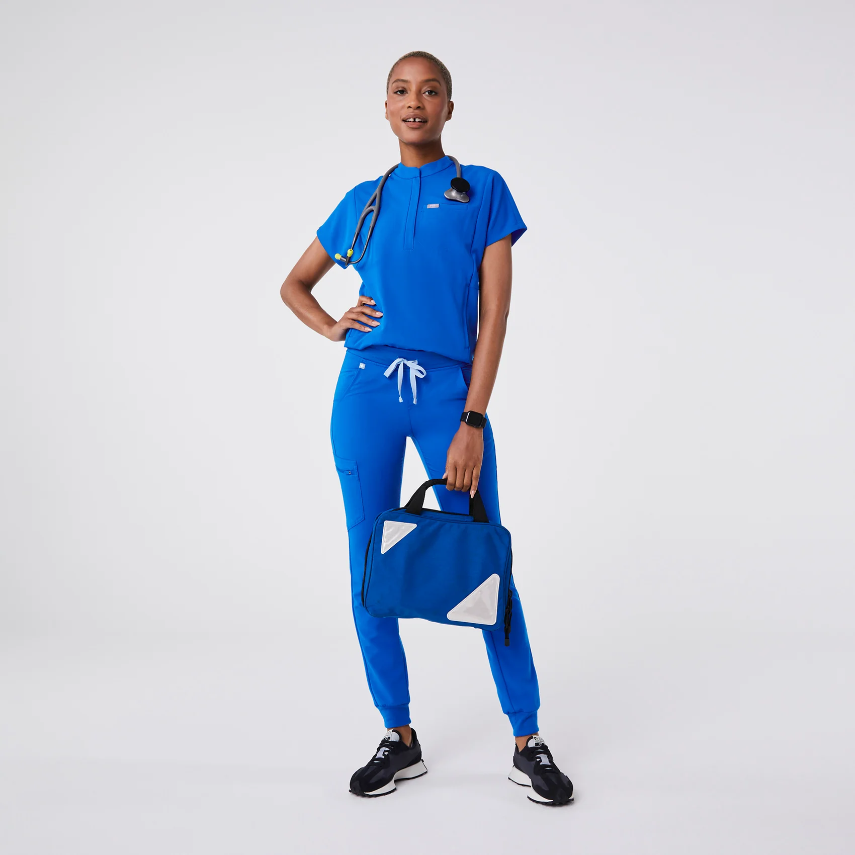 women's Royal Blue Montex - Mock Neck Scrub Top (3XL-6XL) - Image 8