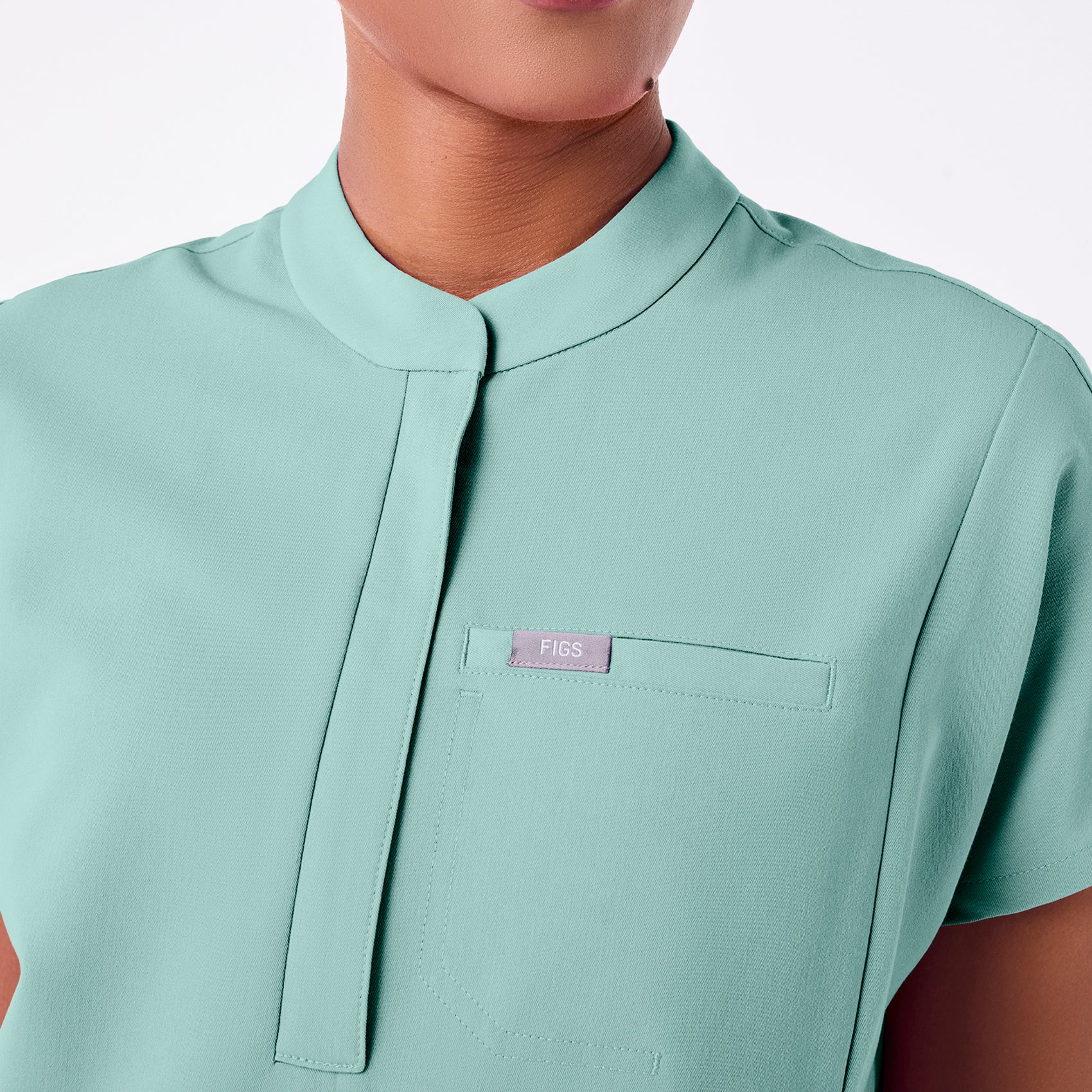 women's Seaglass Montex - Mock Neck Scrub Top - Image 5