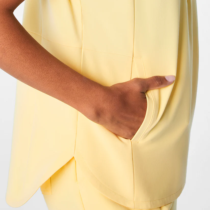 women's Butter Yellow Montex - Mock Neck Scrub Top - Image 8