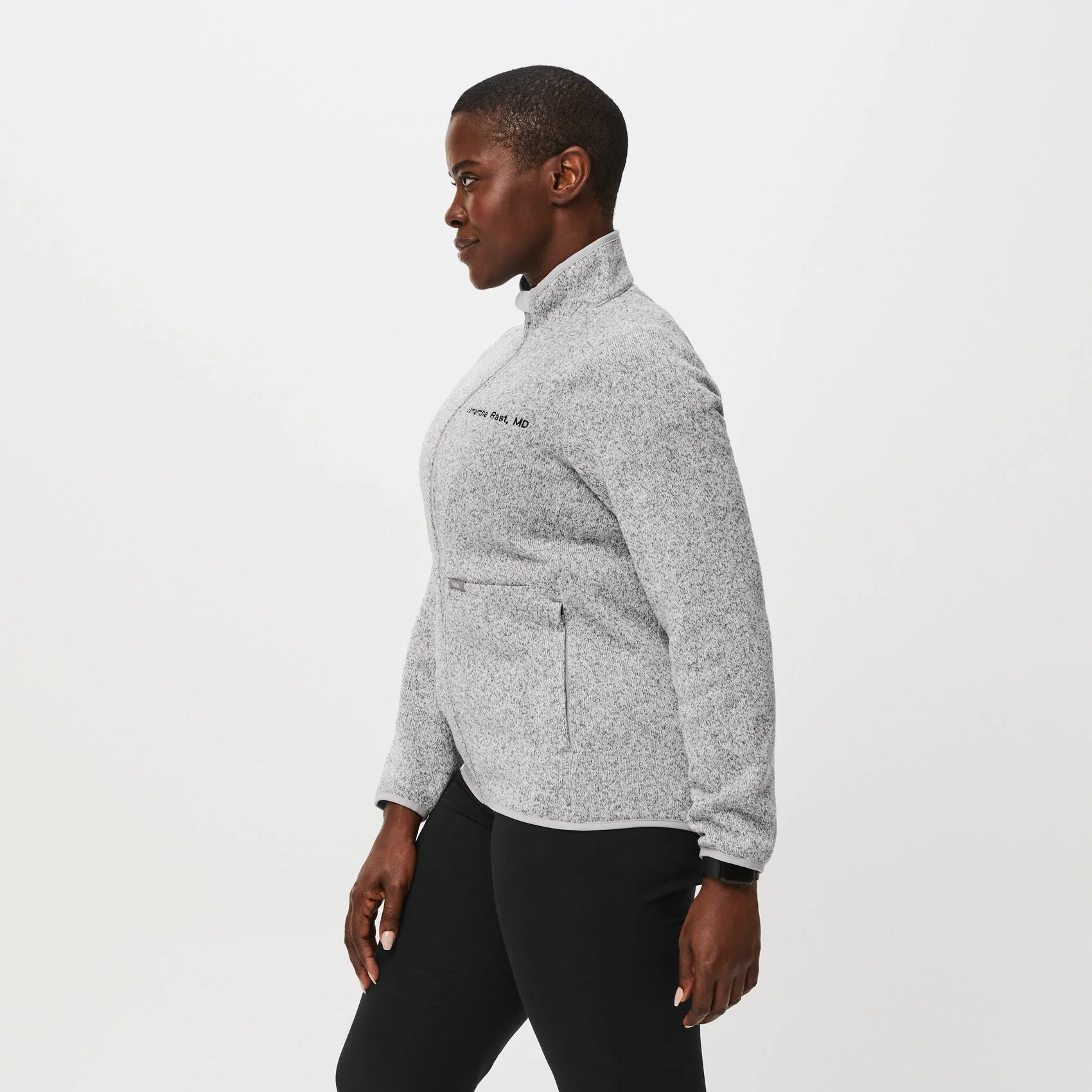 women's Heather Light Grey On-Shift™ - Sweater Knit Jacket - Image 3