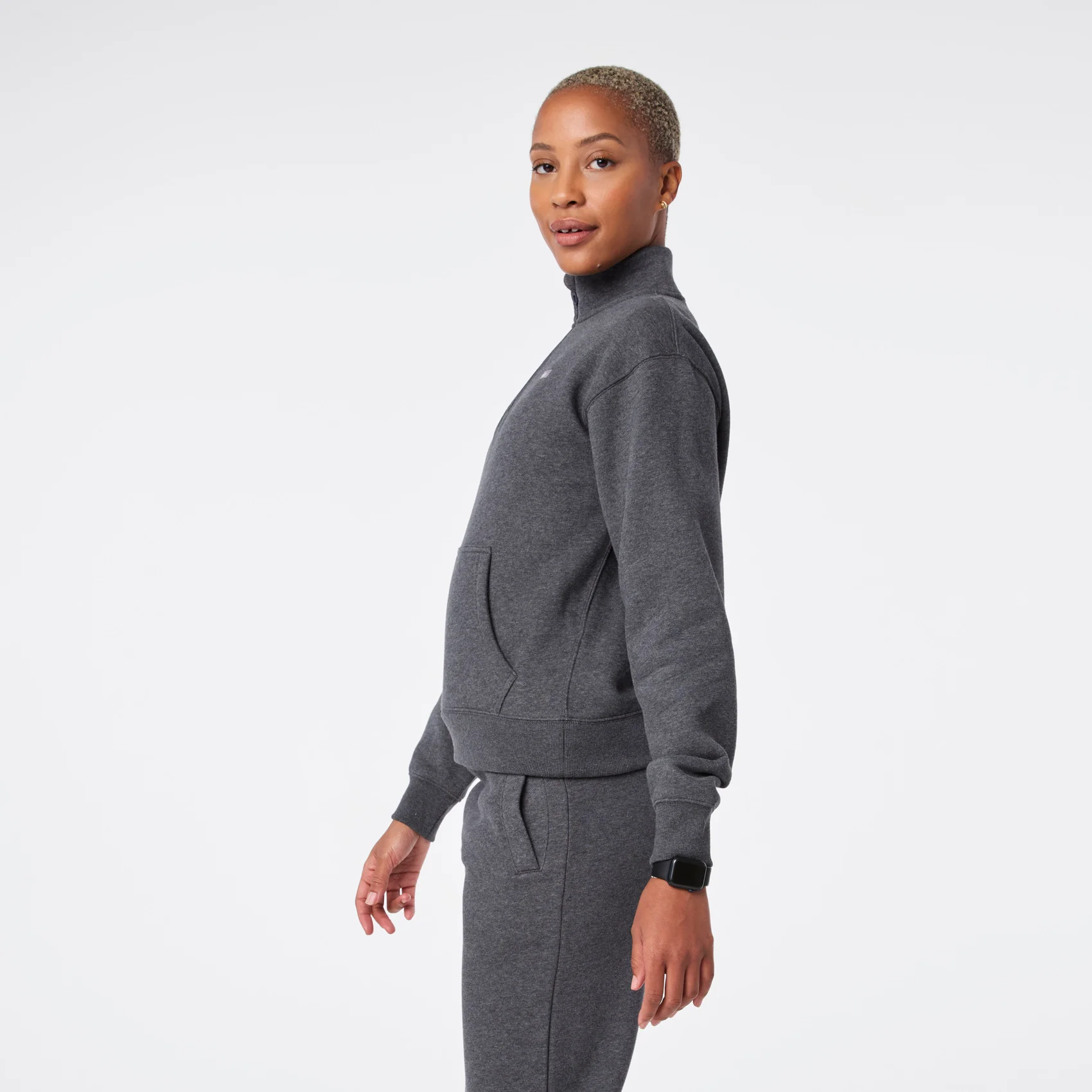 women's Charcoal Heather Grey Off-Shift ¼ Zip - Sweatshirt™ - Image 3