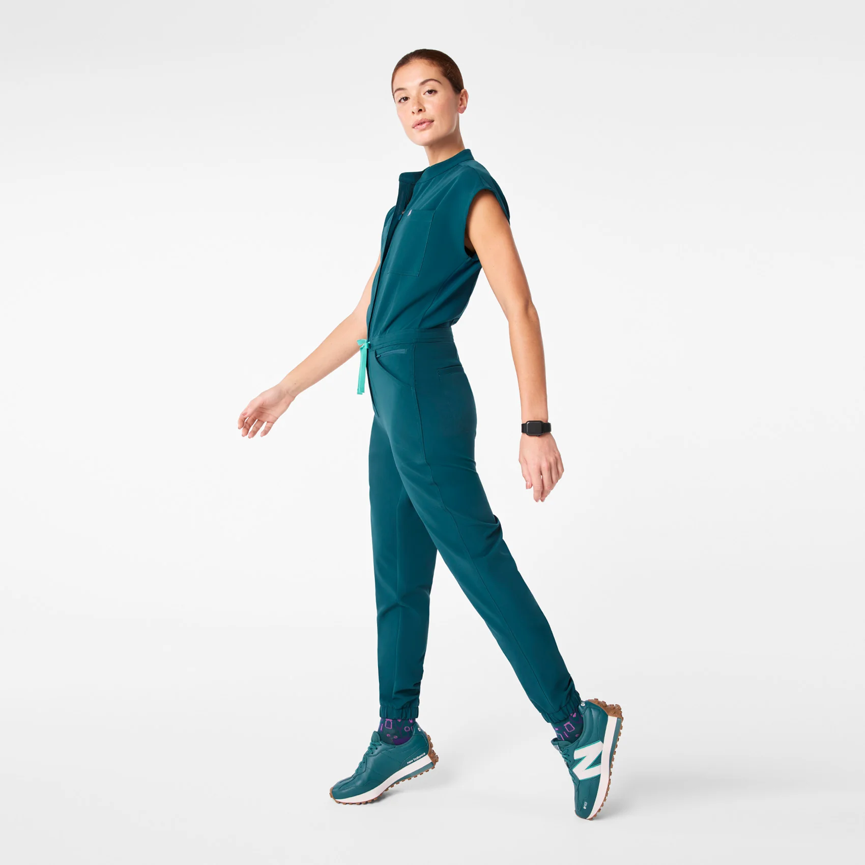 women's Caribbean Blue Rafaela Cargo - Petite ScrubJumpsuit™ - Image 3