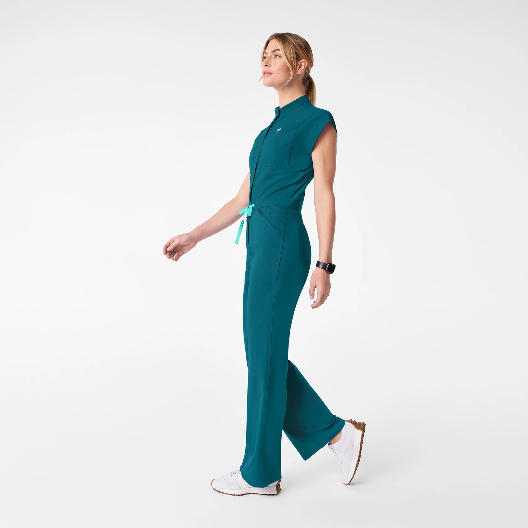 women's Caribbean Blue Rafaela Wide Leg - ScrubJumpsuit™ - Image 3