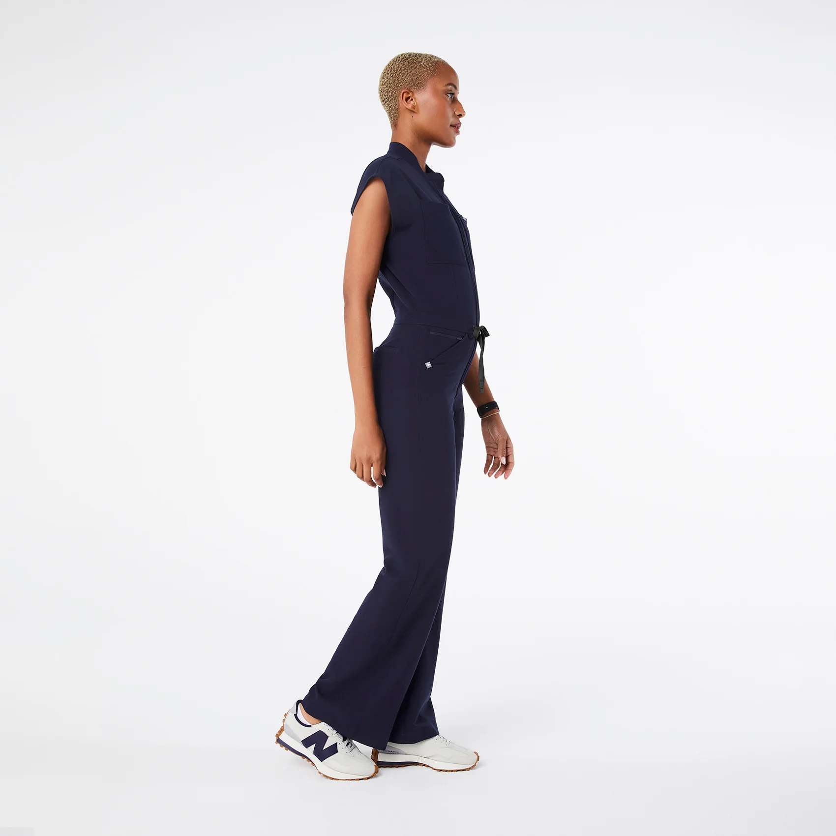 women's Navy Rafaela Wide Leg - Tall ScrubJumpsuit™ - Image 3