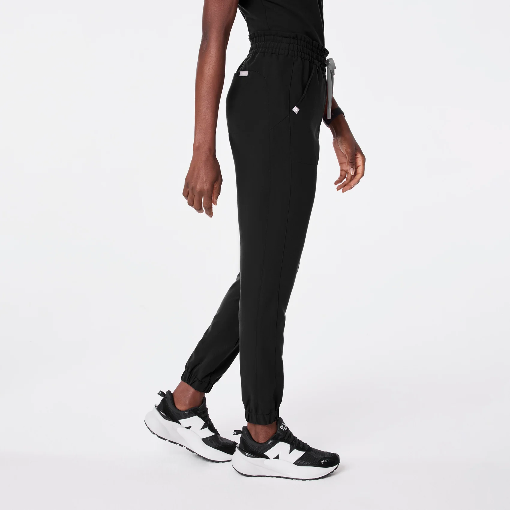 women's Black Regina High Waisted Slim Jogger - Petite Scrub Pant - Image 3