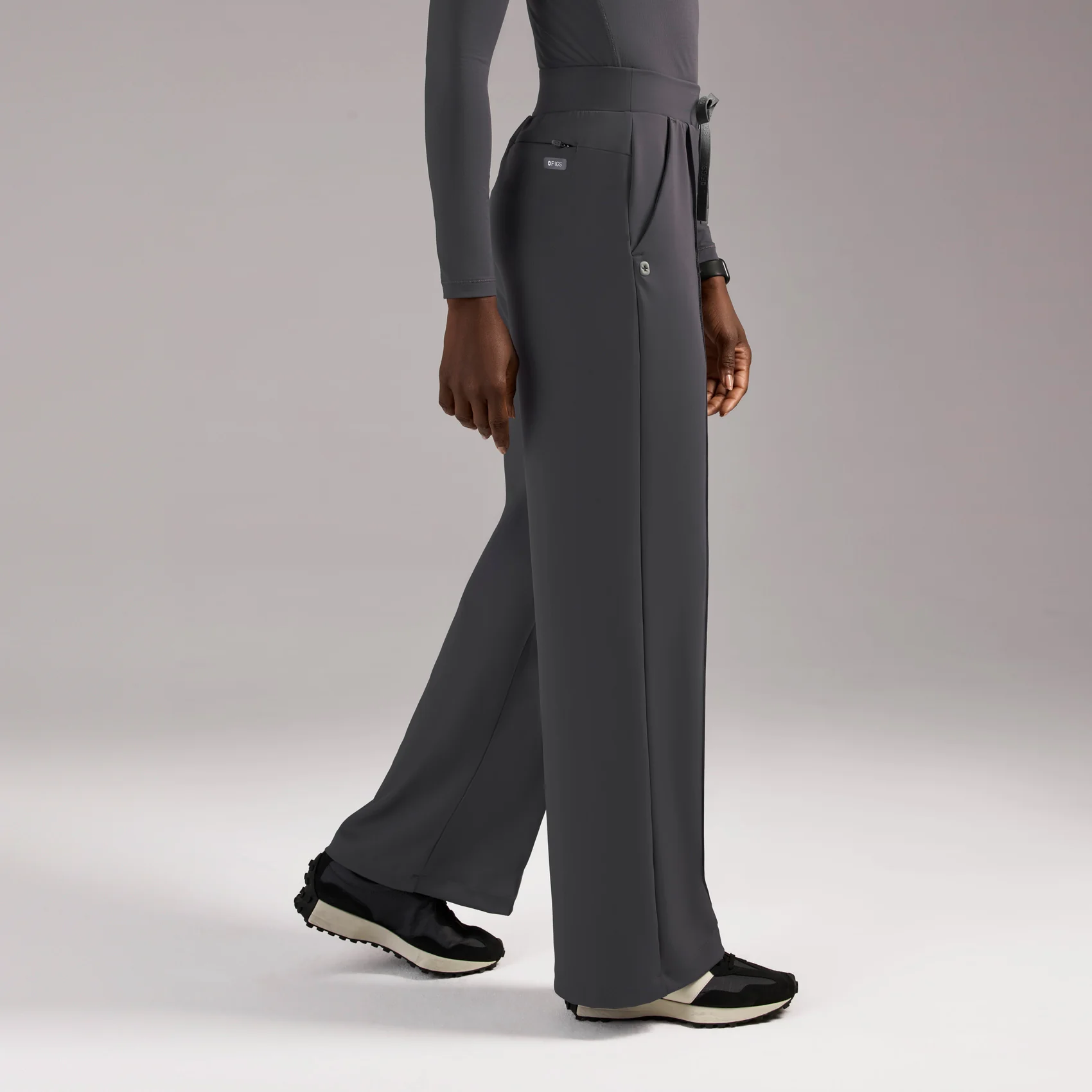 women's Charcoal High Waisted Salina FORMx Wide Leg - Scrub Pant™ - Image 3