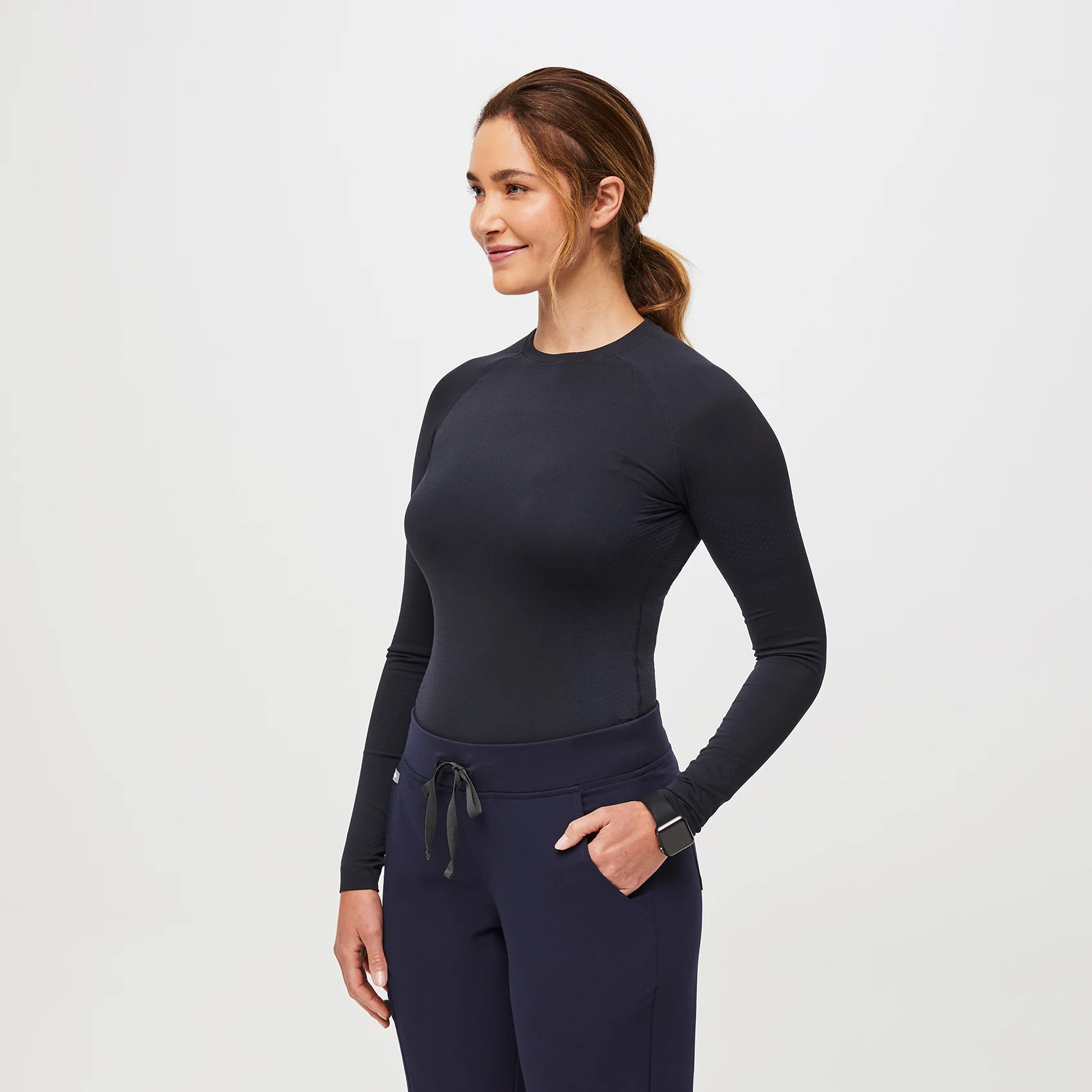 women's Navy Salta Seamless - Longsleeve Underscrub (3XL-6XL) - Image 6