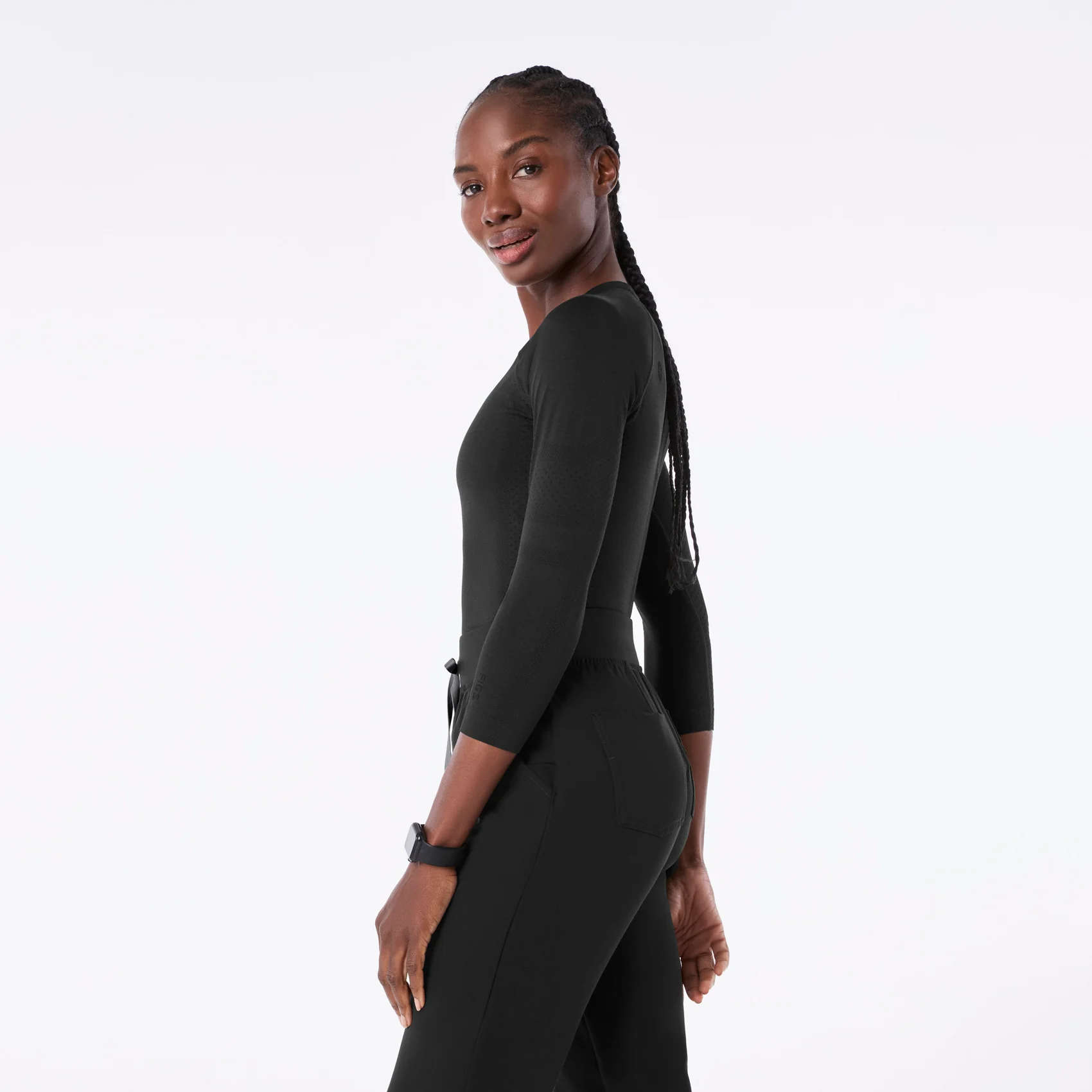 women's Black Salta Seamless - ¾ Sleeve Underscrub - Image 3