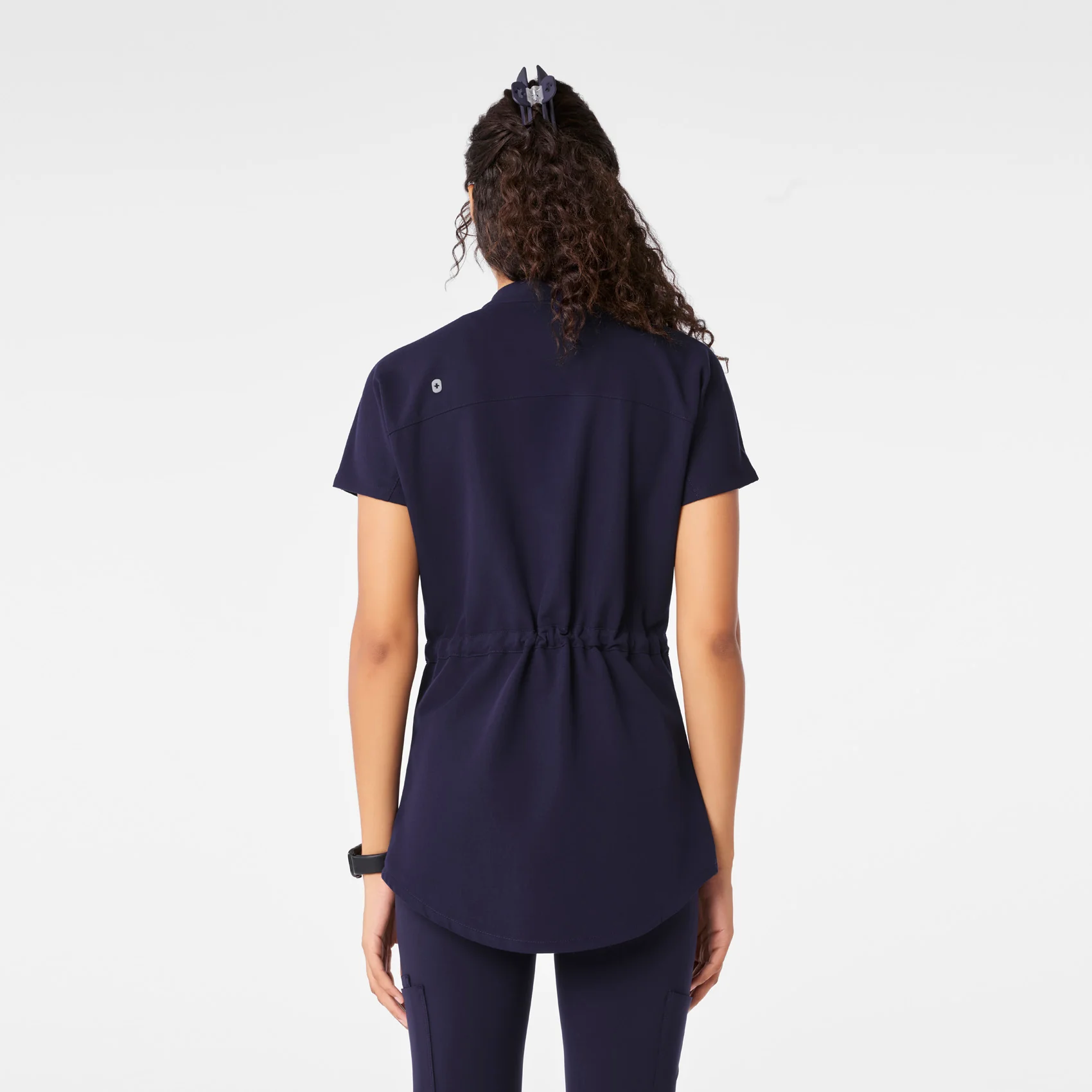 women's Navy Soria - Henley Tunic Scrub Top - Image 4