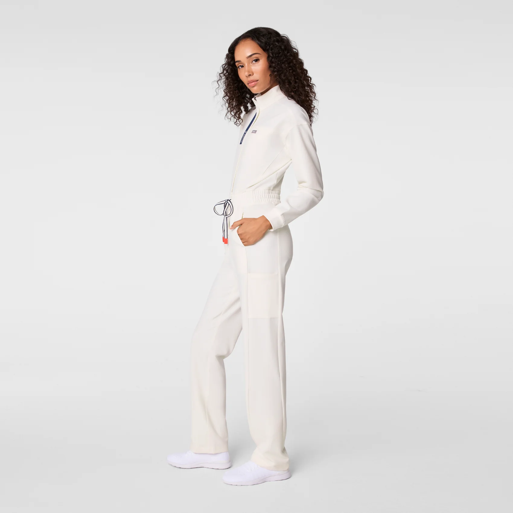 women's Off White FIGS x Team USA Longsleeve Straight Leg - Petite Scrubjumpsuit™ - Image 3