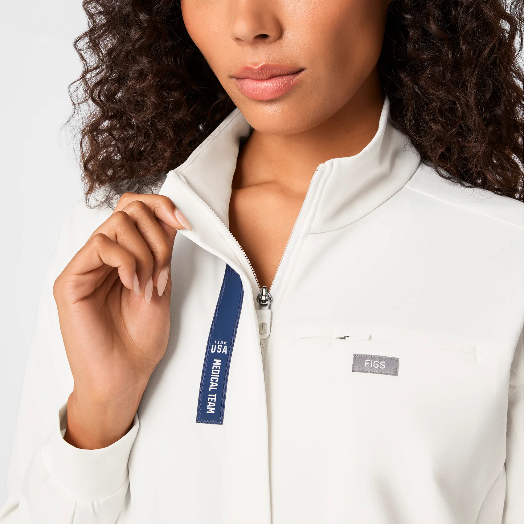 women's Off White FIGS x Team USA Longsleeve Straight Leg - Scrubjumpsuit™ - Image 5