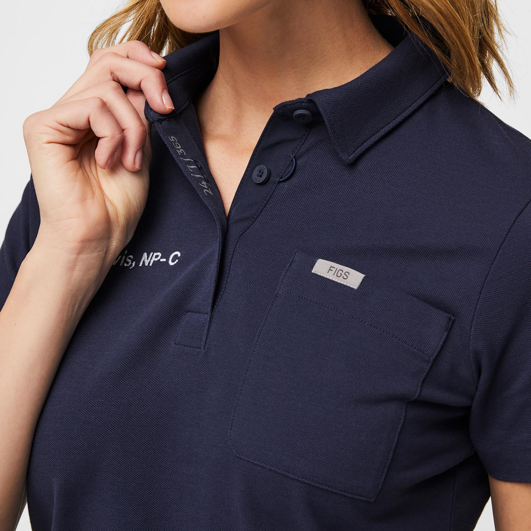 women's Navy FIGSPRO™ Pique - Shortsleeve Scrubpolo™ - Image 6