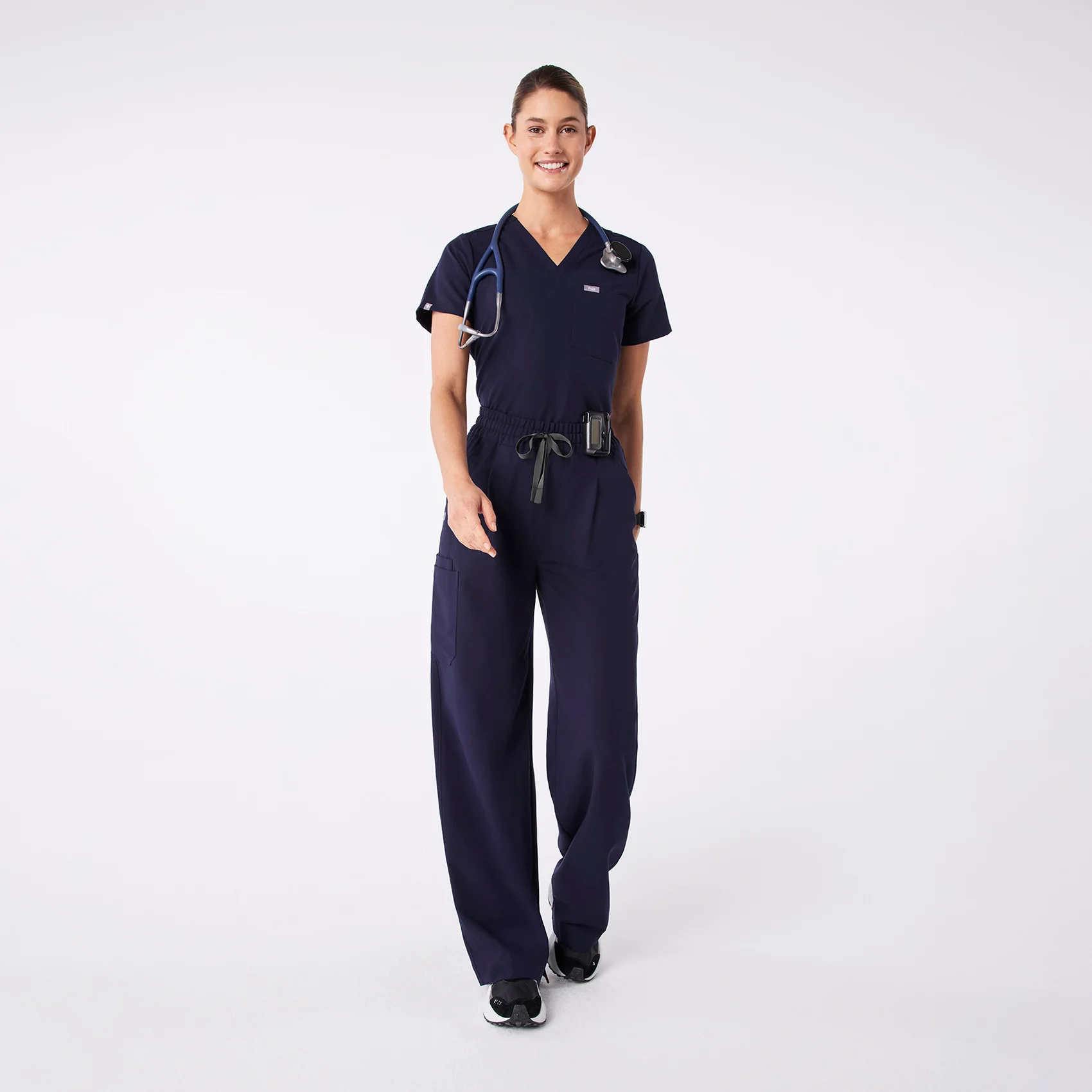 women's Navy Ultra High Rise Shelby Wide Leg - Tall Scrub Pant - Image 2