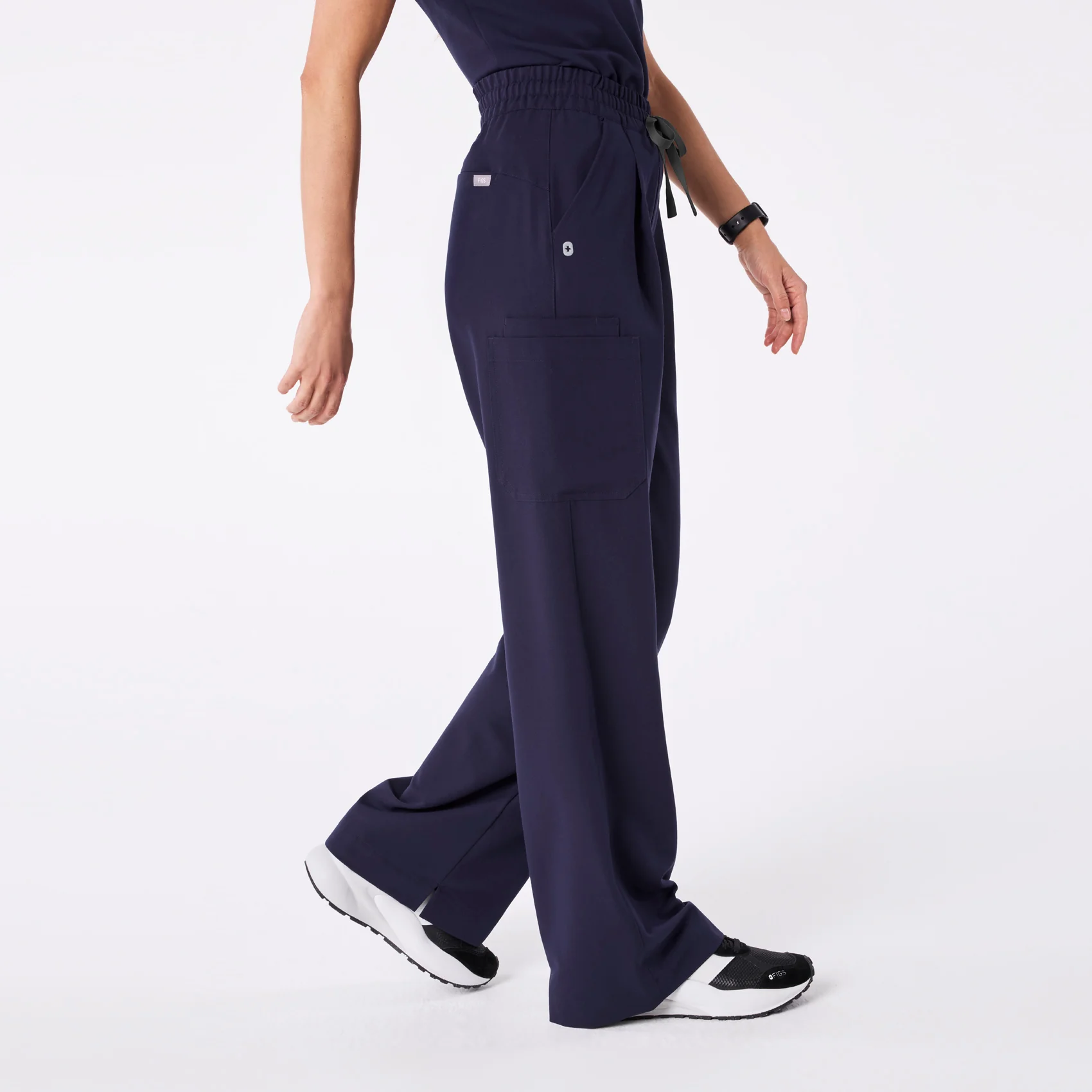 women's Navy Ultra High Rise Shelby Wide Leg - Tall Scrub Pant - Image 3