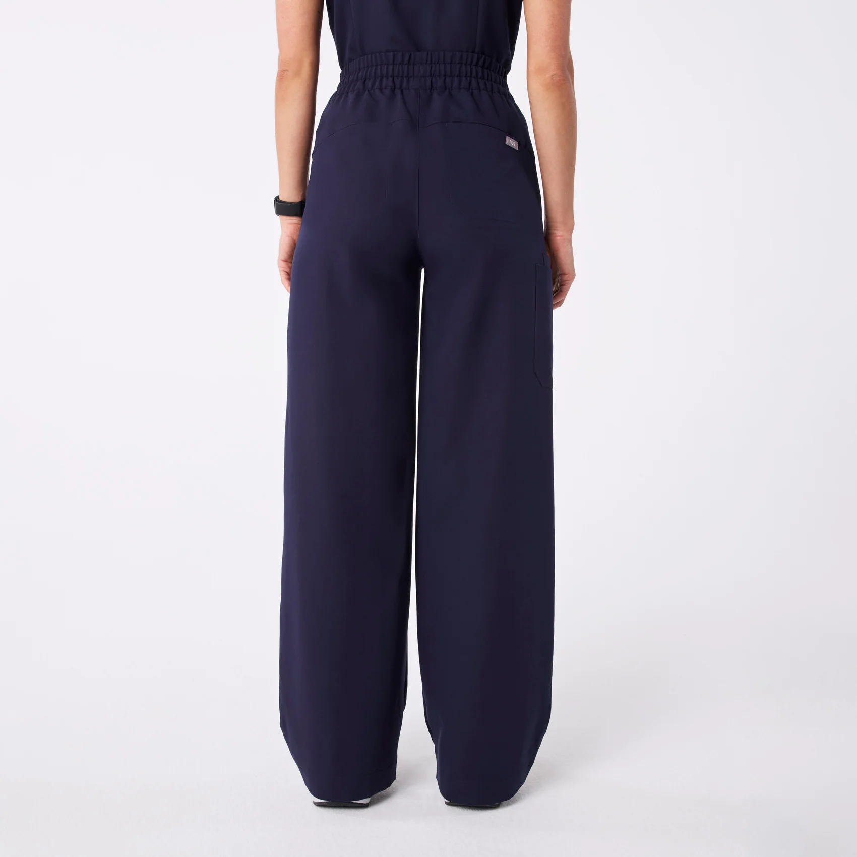 women's Navy Ultra High Rise Shelby Wide Leg - Tall Scrub Pant - Image 4