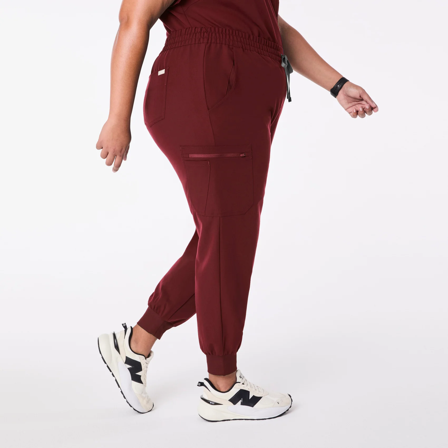 women's Burgundy High Waisted Uman Relaxed - Petite Jogger Scrub Pant (3XL-6XL) - Image 3