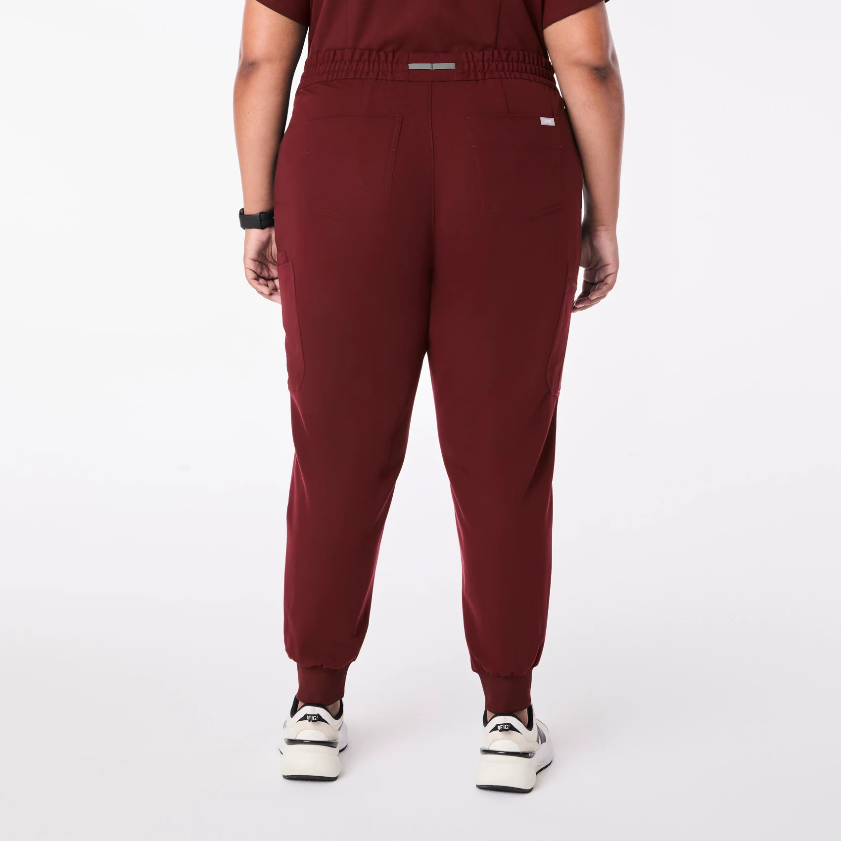 women's Burgundy High Waisted Uman Relaxed - Petite Jogger Scrub Pant (3XL-6XL) - Image 4