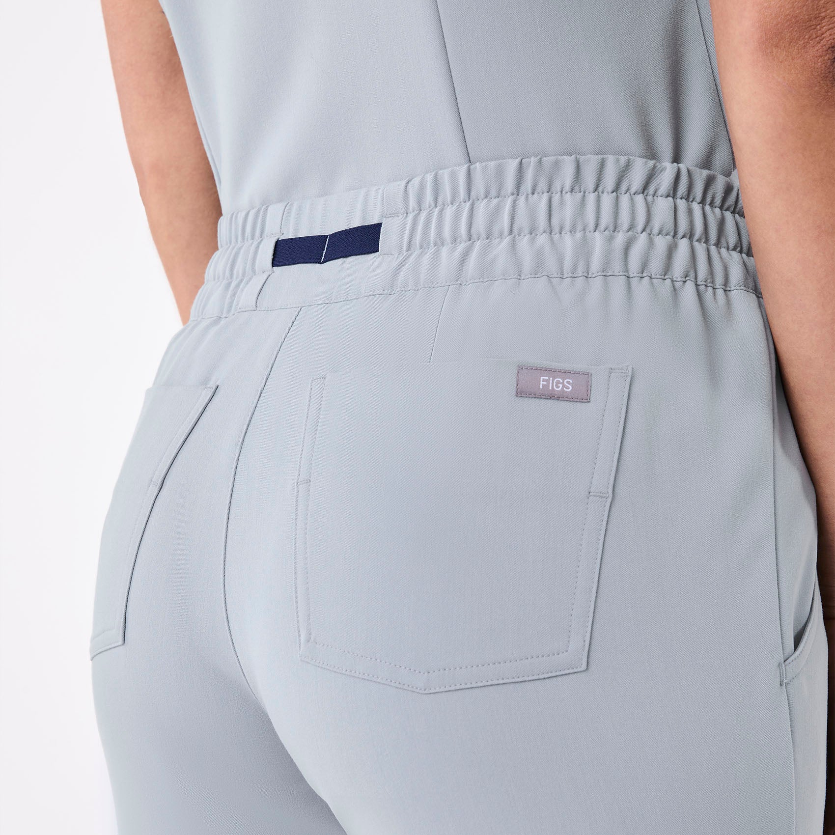 women's Dusty Blue High Waisted Uman Relaxed - Petite Jogger Scrub Pant - Image 5