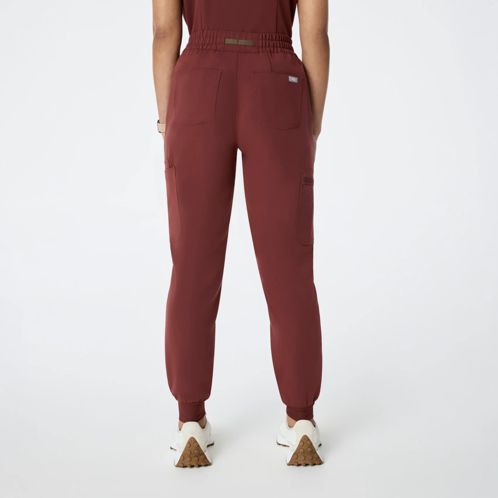women's Walnut High Waisted Uman Relaxed - Petite Jogger Scrub Pant - Image 4