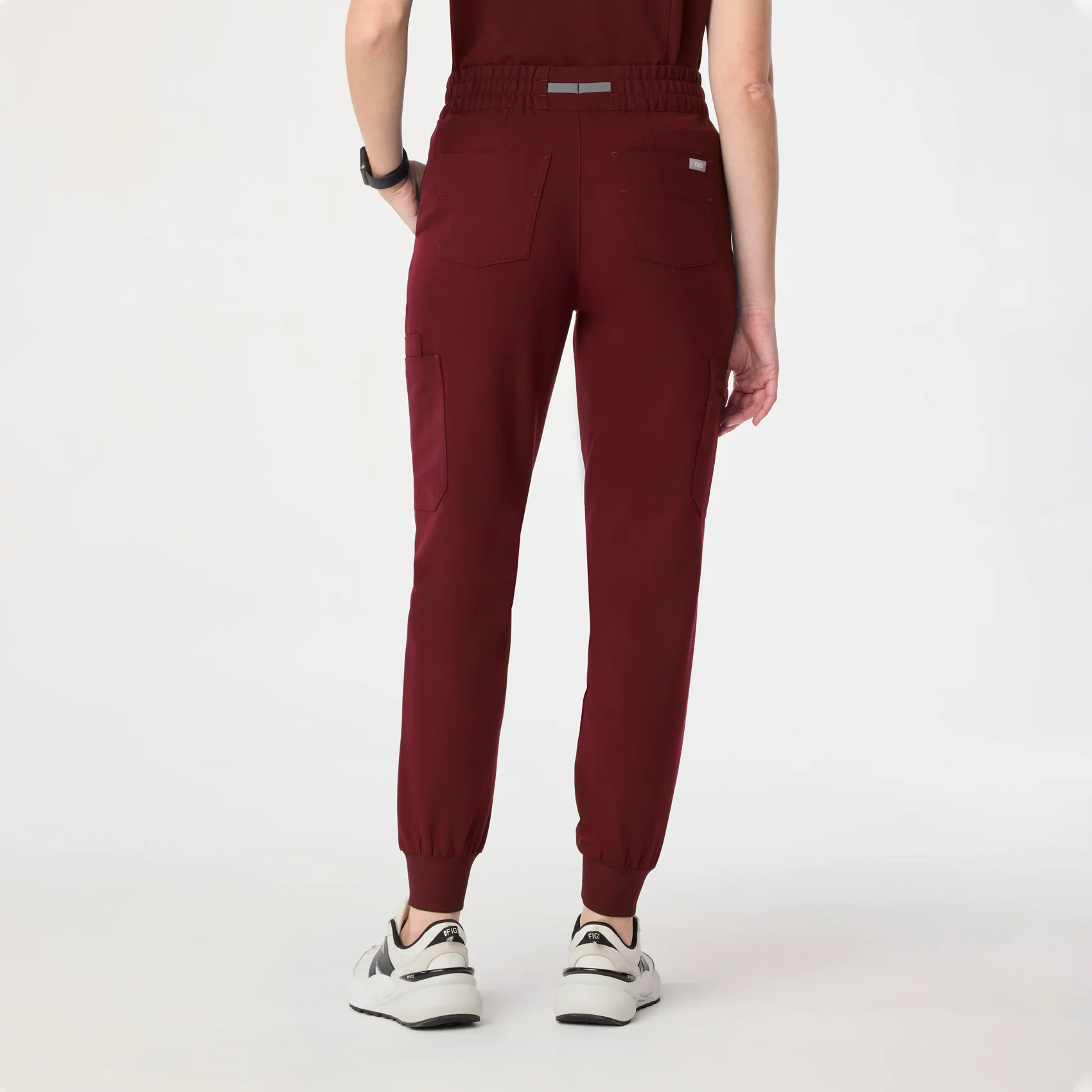 women's Burgundy High Waisted Uman Relaxed - Tall Jogger Scrub Pant - Image 4