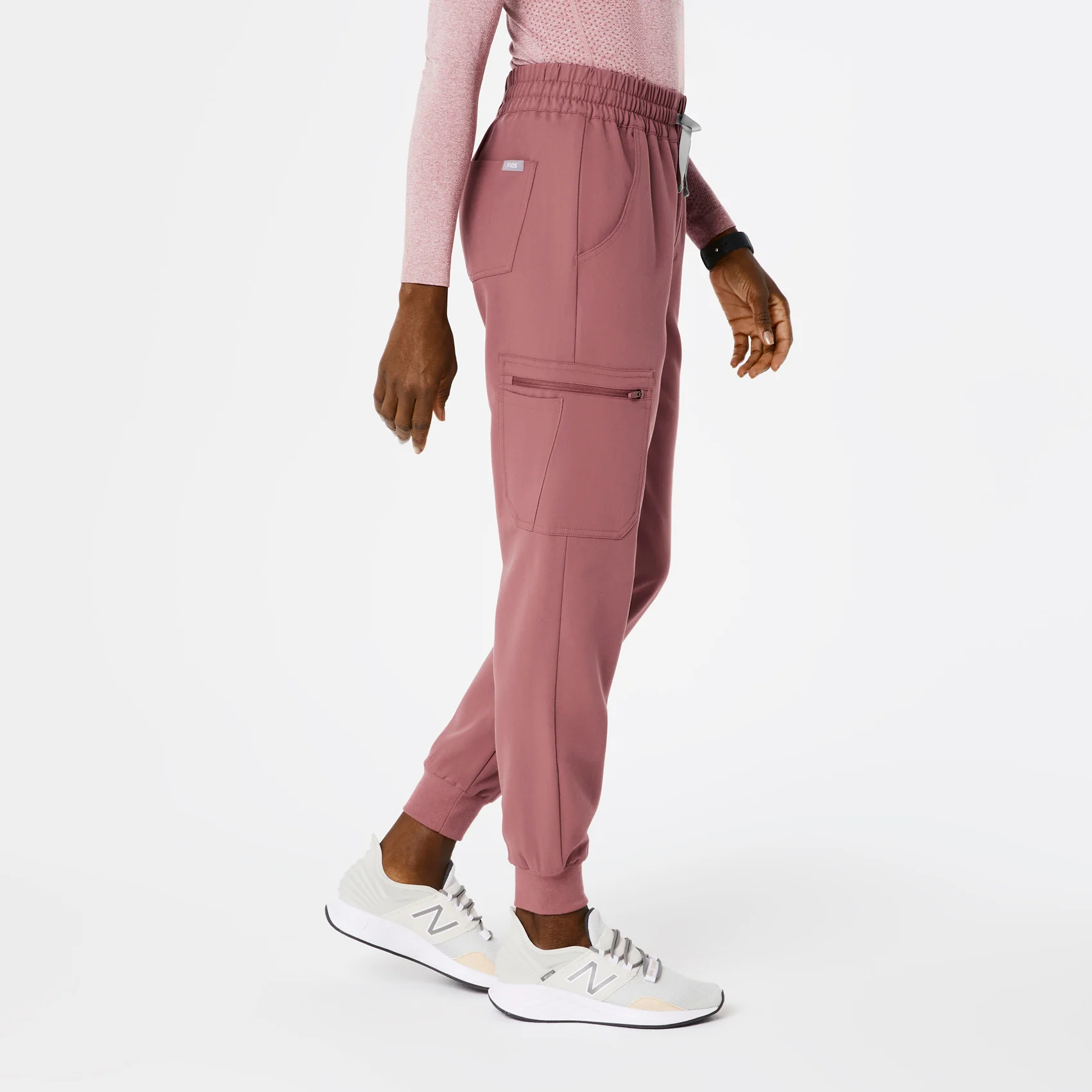 women's Mauve High Waisted Uman Relaxed - Petite Jogger Scrub Pants - Image 3