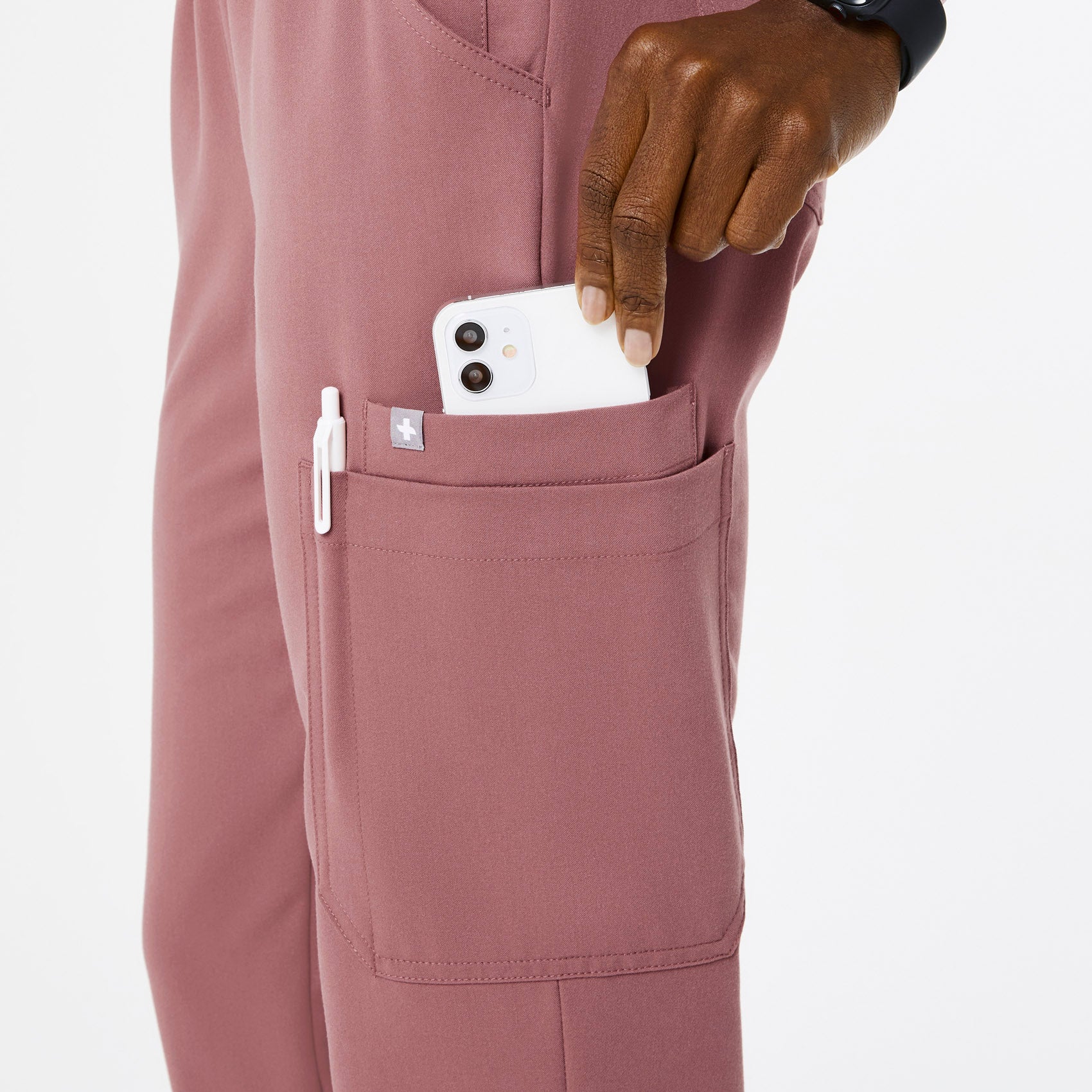 women's Mauve High Waisted Uman Relaxed - Petite Jogger Scrub Pants - Image 7
