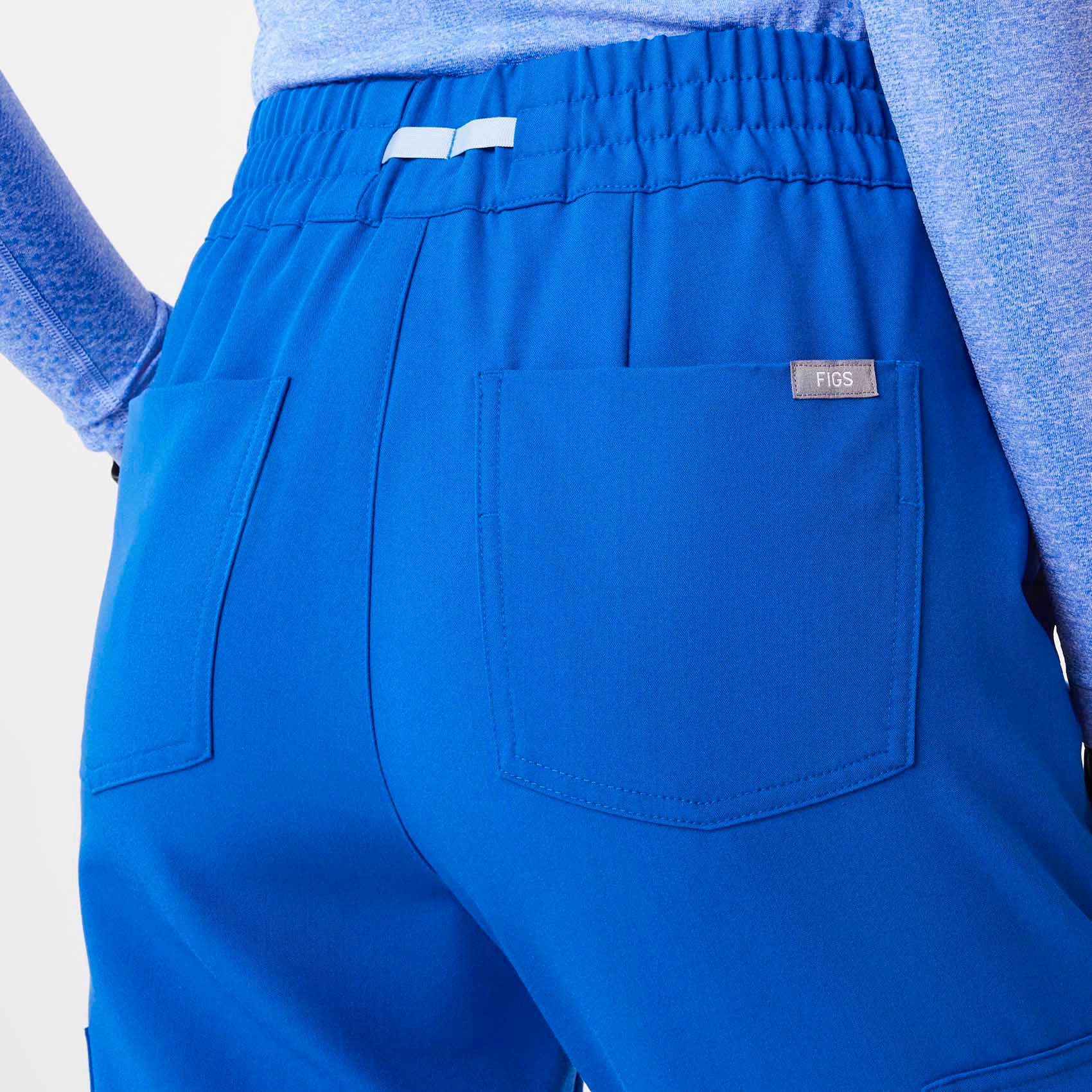 women's Royal Blue High Waisted Uman Relaxed - Petite Jogger Scrub Pants - Image 5