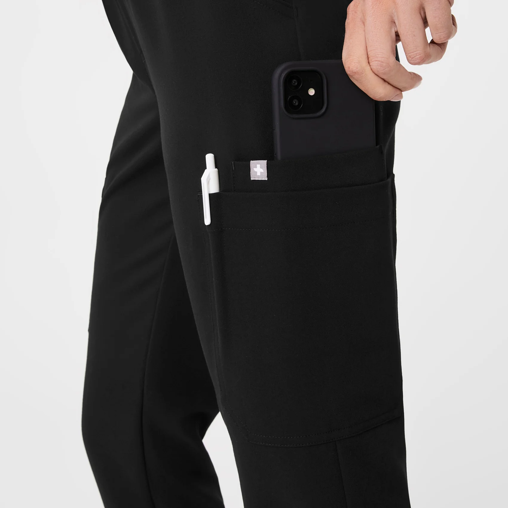 women's Black High Waisted Uman Relaxed - Tall Jogger Scrub Pants - Image 7