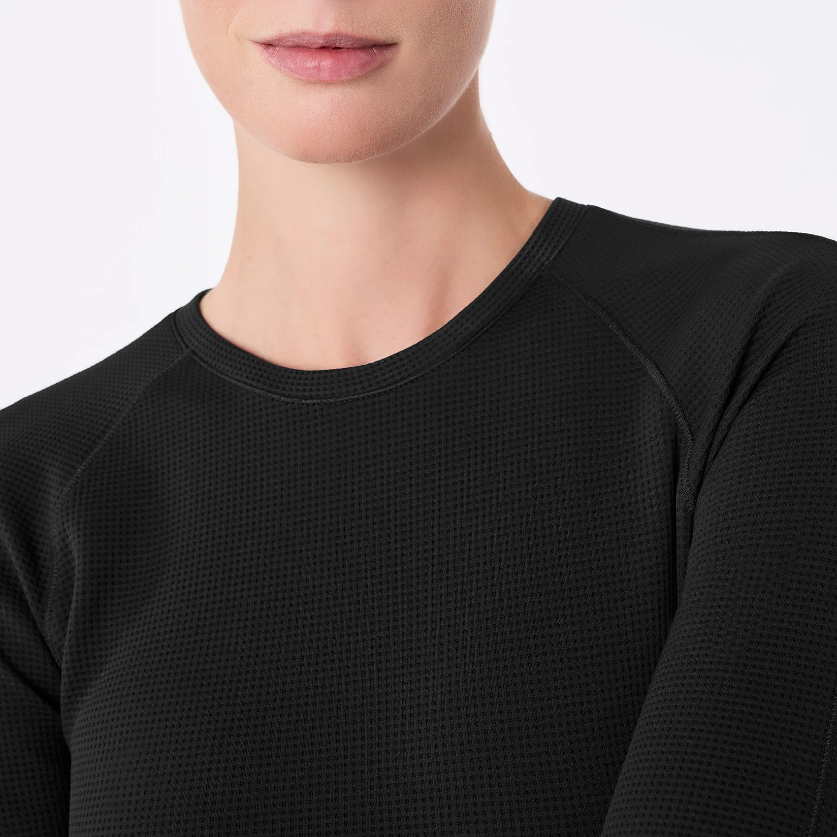 women's Black Waffle - Longsleeve Underscrub - Image 5