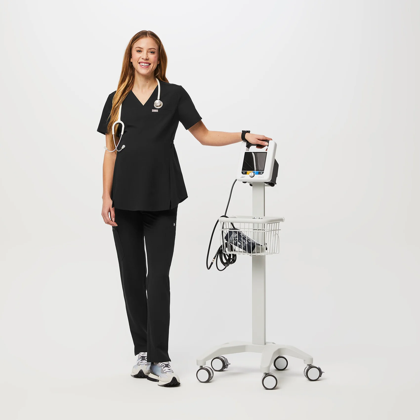 Women's Black Yola™ Maternity - Skinny Scrub Pants - Image 2