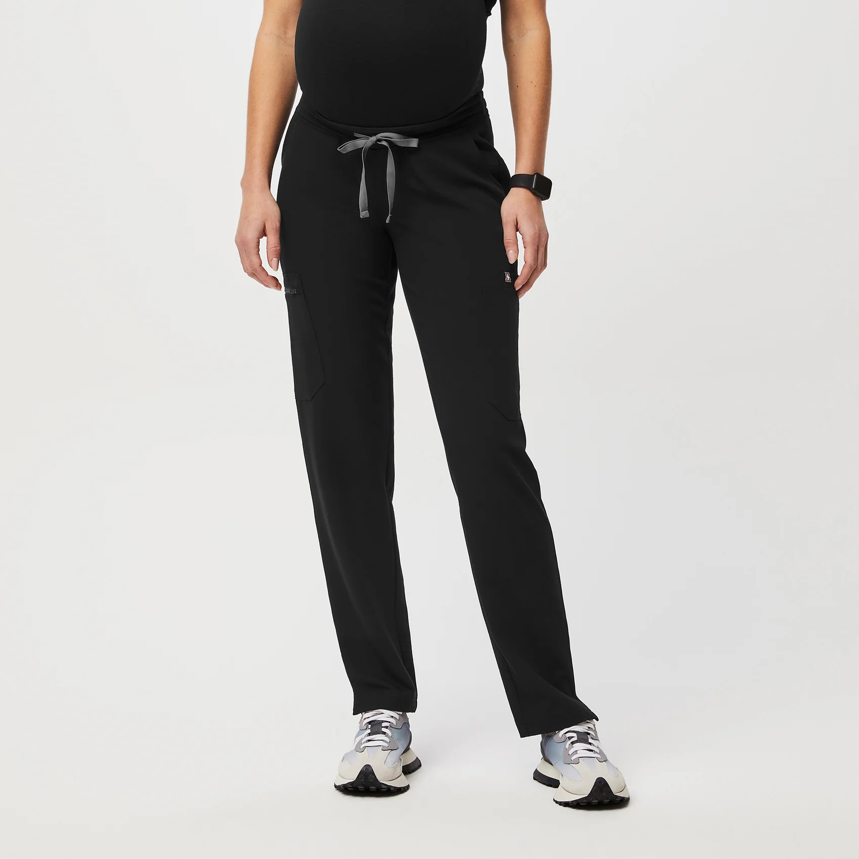 women's Black Yola™ Maternity - Tall Skinny Scrub Pants