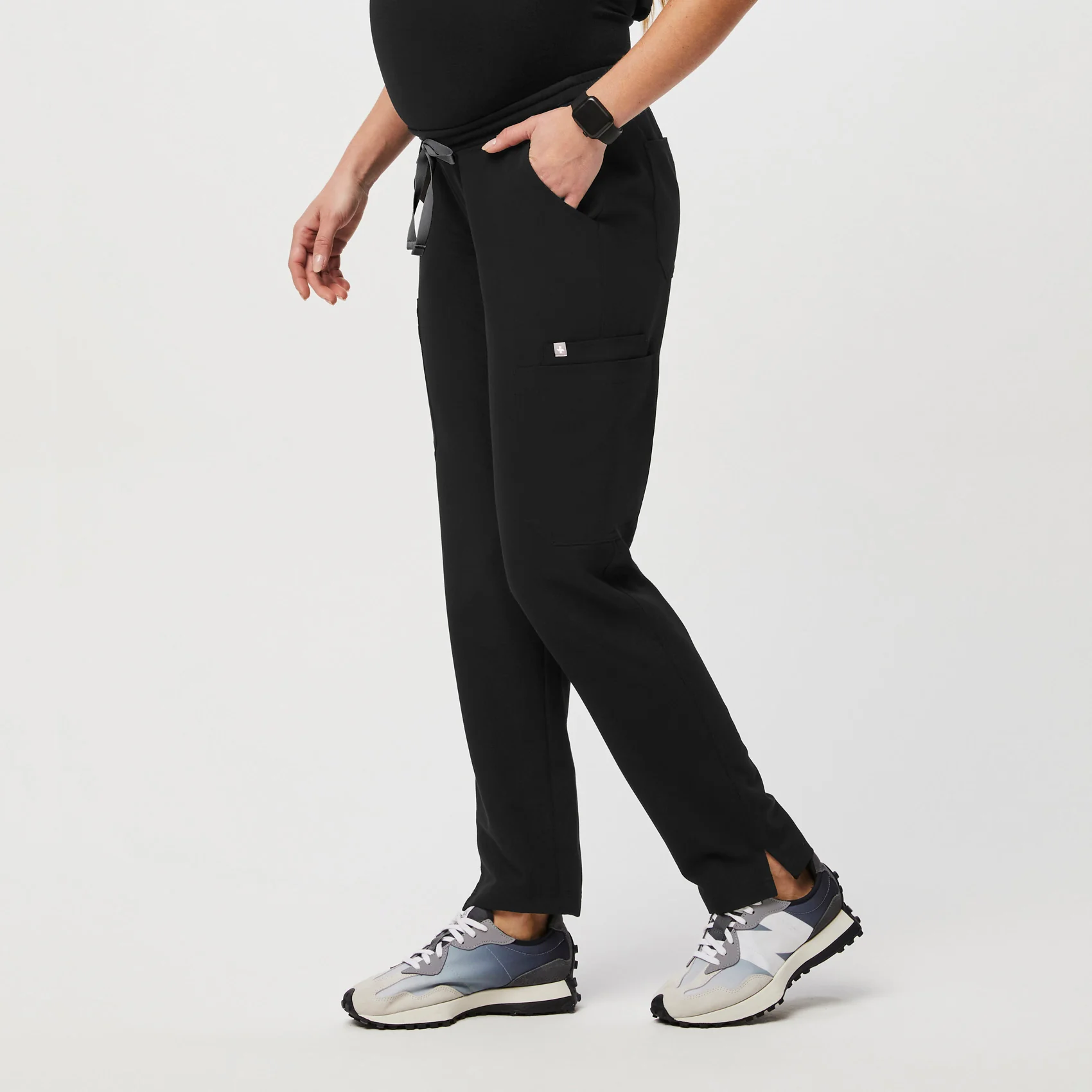 women's Black Yola™ Maternity - Tall Skinny Scrub Pants - Image 3