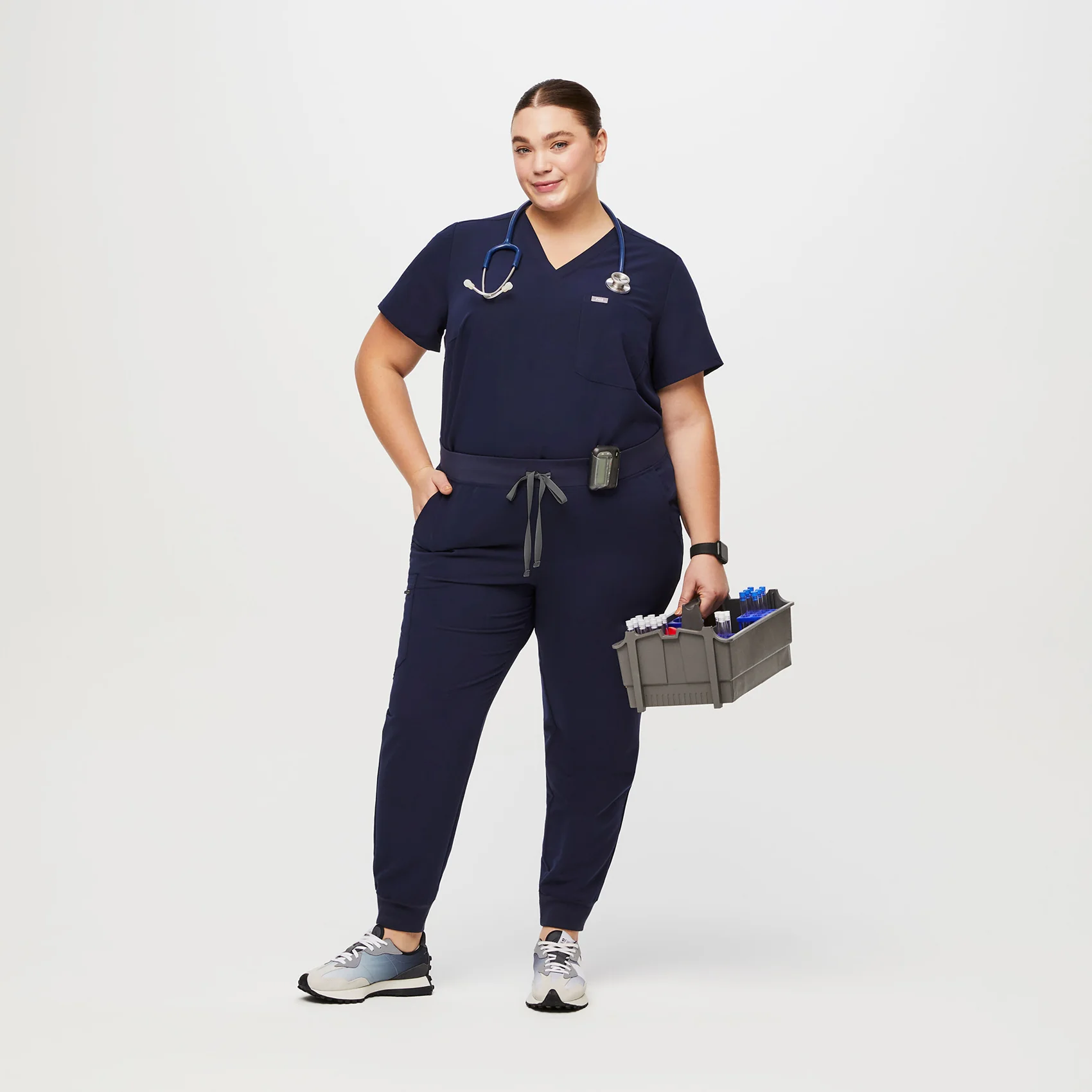 women's Navy Zamora™- Petite Jogger Scrub Pants (3XL - 6XL) - Image 2